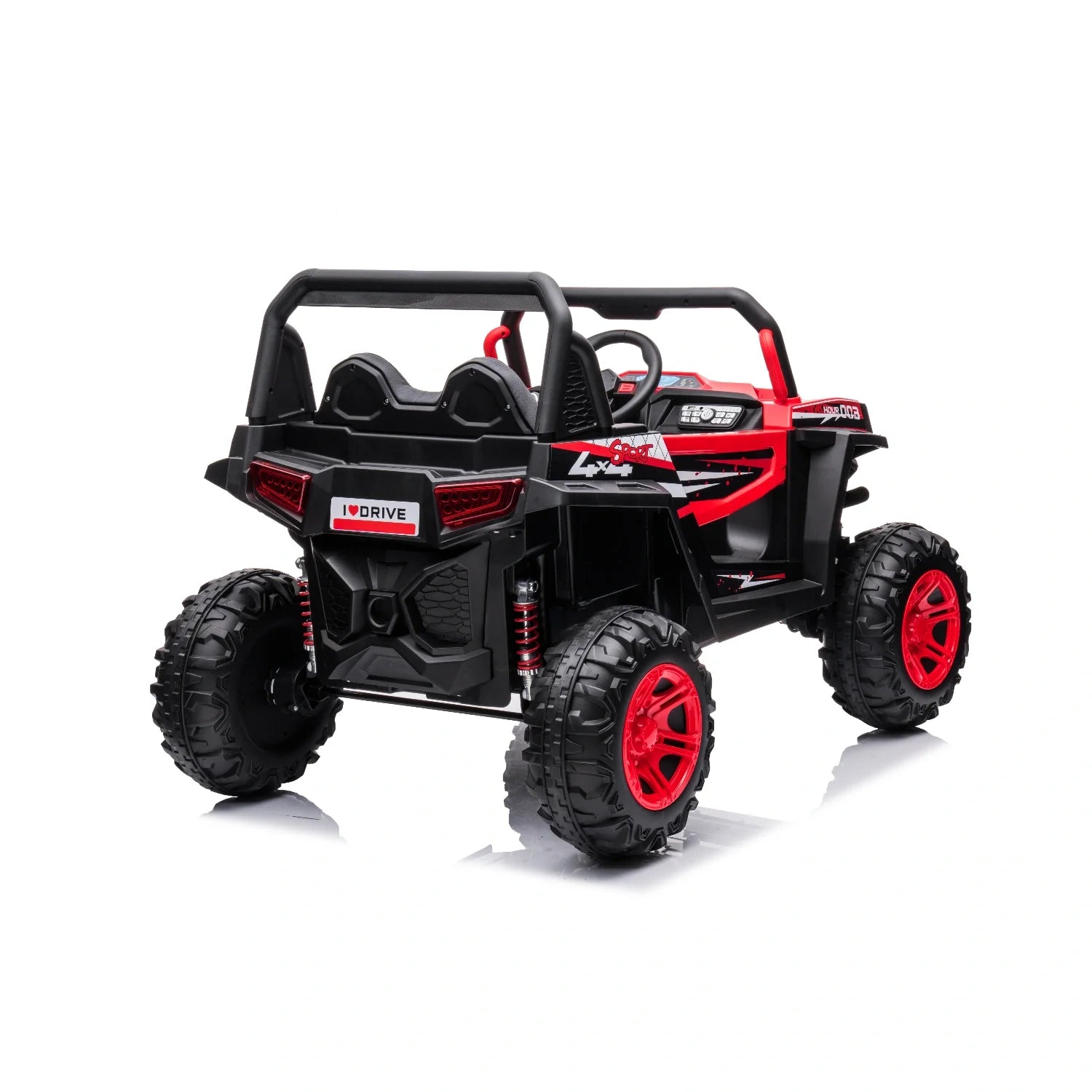 12V Kids 4x4 Electric Ride-On Buggy – Red Jeep-Style Off-Road Single Seat Car