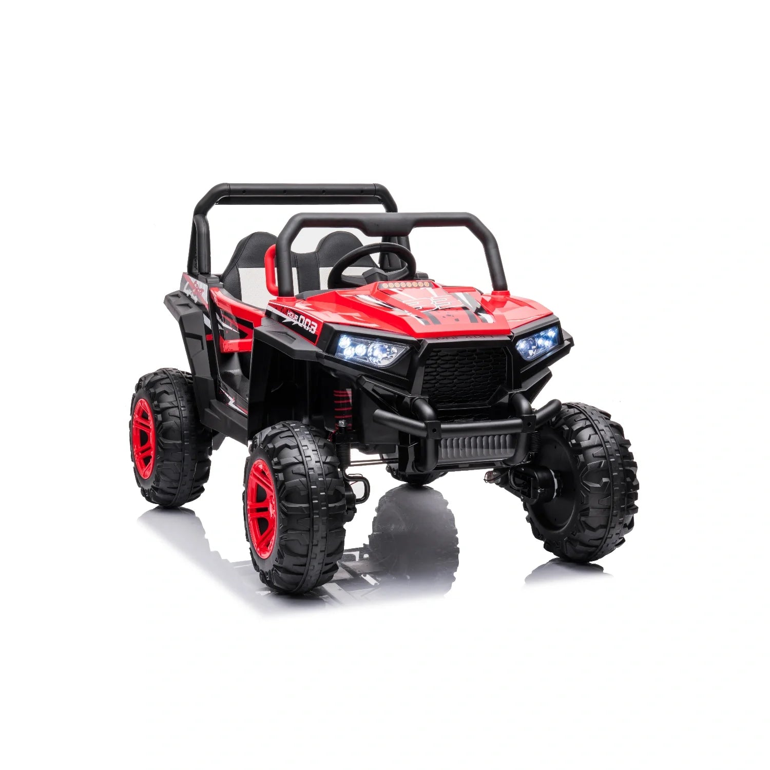 12V Kids 4x4 Electric Ride-On Buggy – Red Jeep-Style Off-Road Single Seat Car