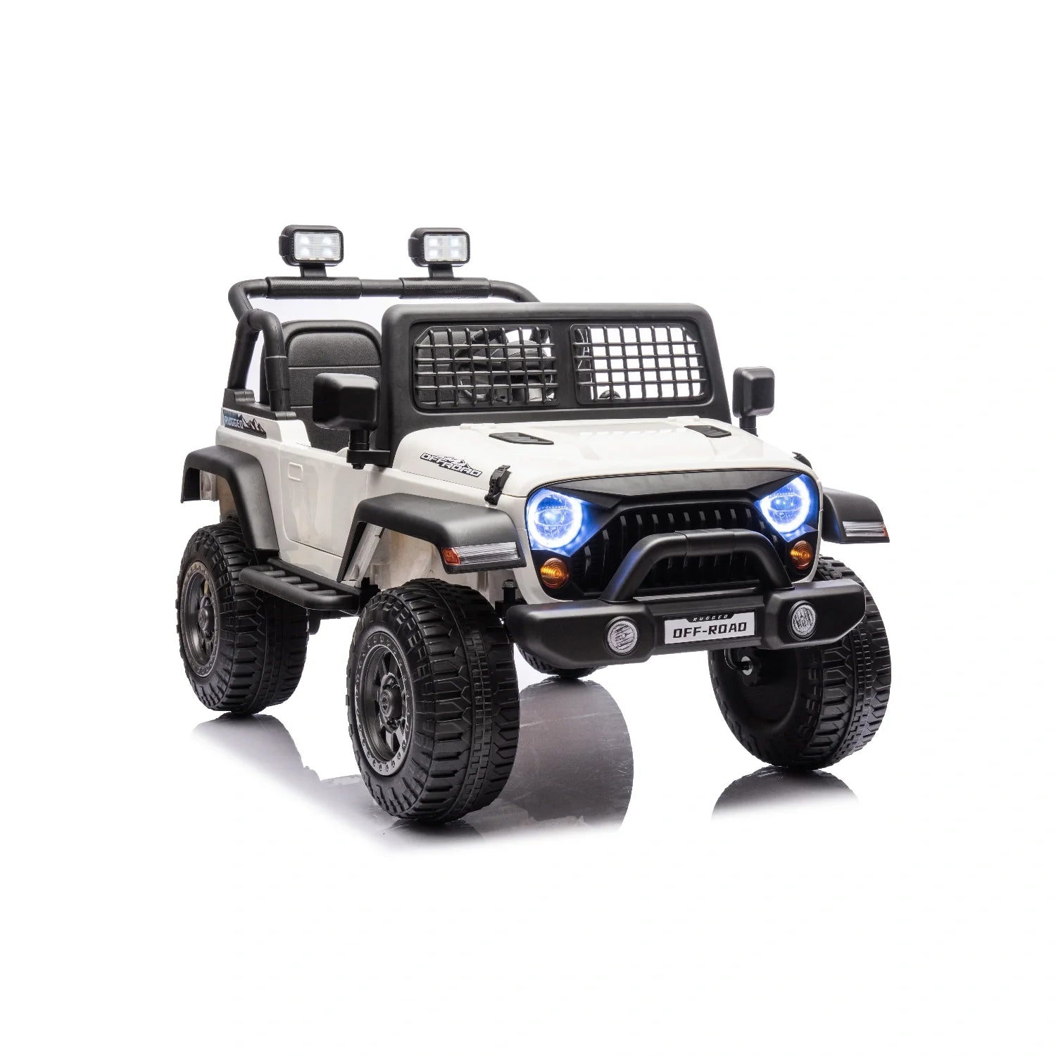 12V Kids Electric Jeep Ride-On Car – Single Seat Off-Road Style with Remote (White)