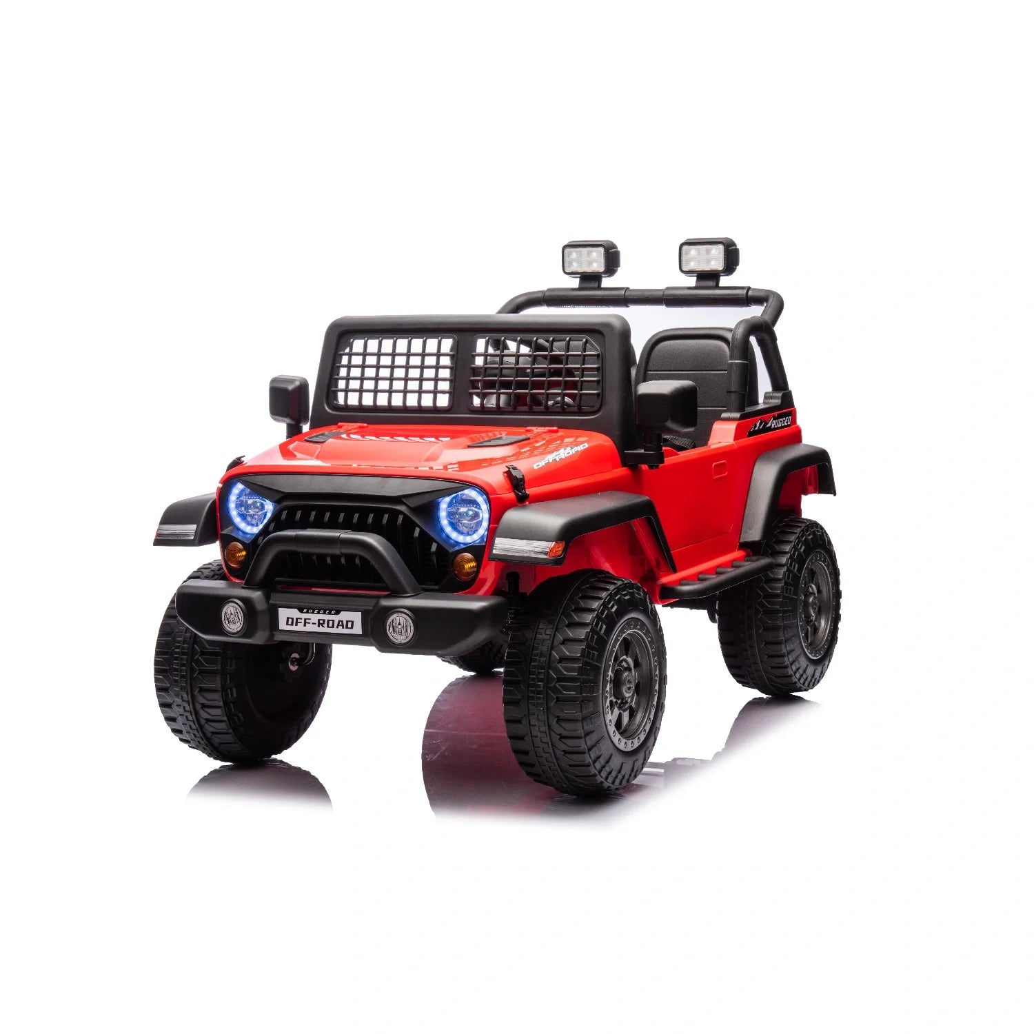 12V Kids Electric Jeep Ride-On Car – Red Single Seat Off-Road Toy with Remote