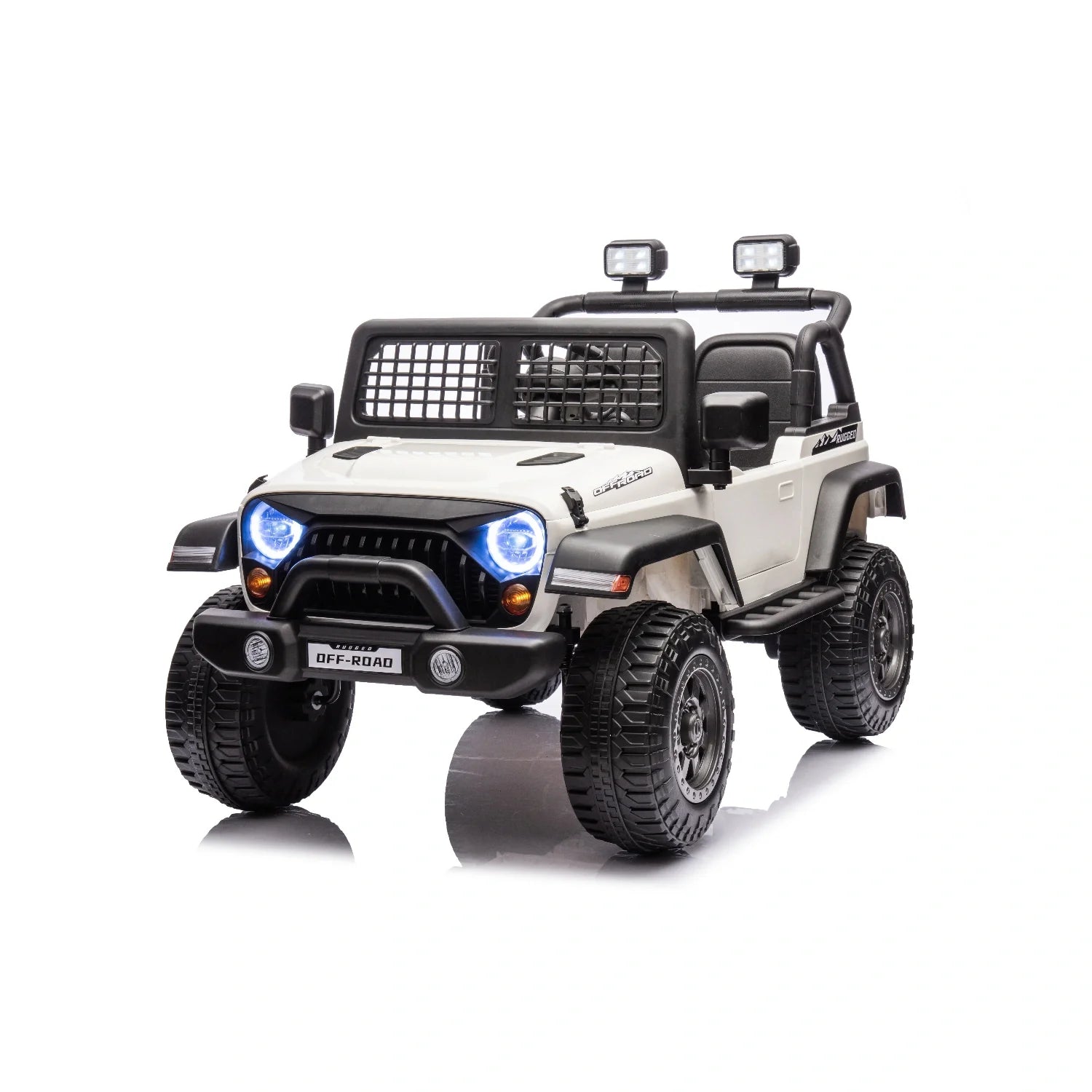 12V Kids Electric Jeep Ride-On Car – Single Seat Off-Road Style with Remote (White)