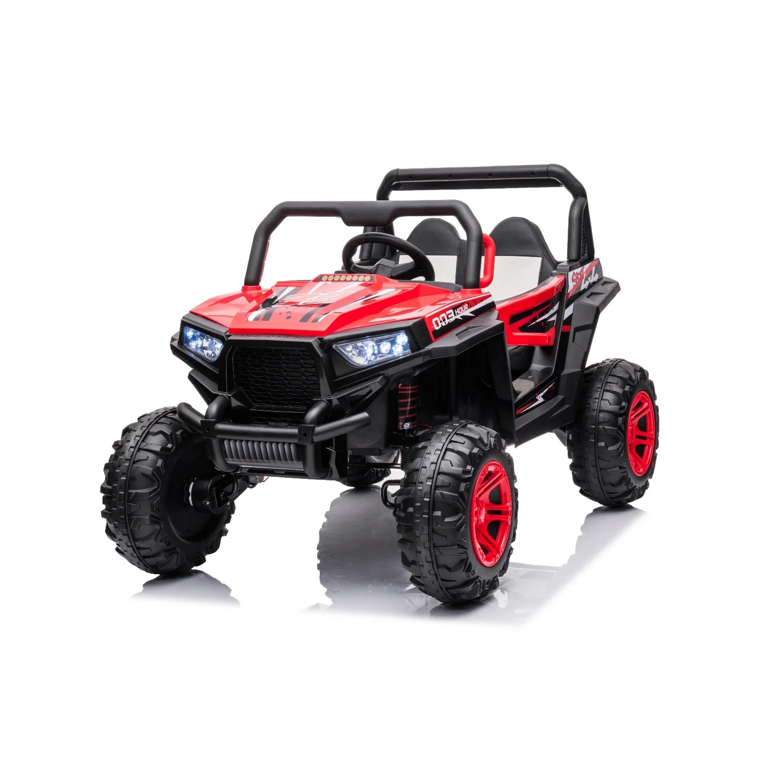 12V Kids 4x4 Electric Ride-On Buggy – Red Jeep-Style Off-Road Single Seat Car