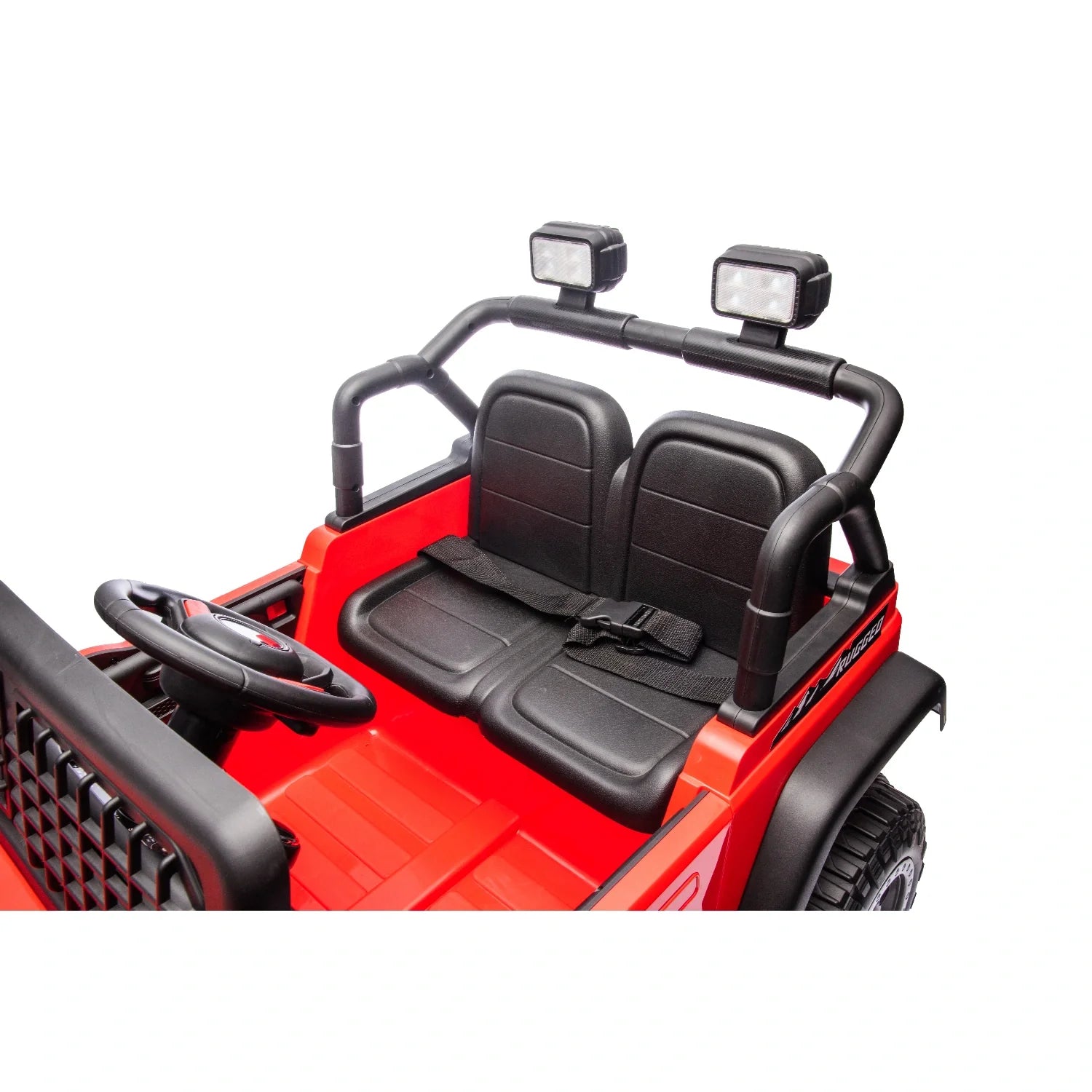 12V Kids Electric Jeep Ride-On Car – Red Single Seat Off-Road Toy with Remote