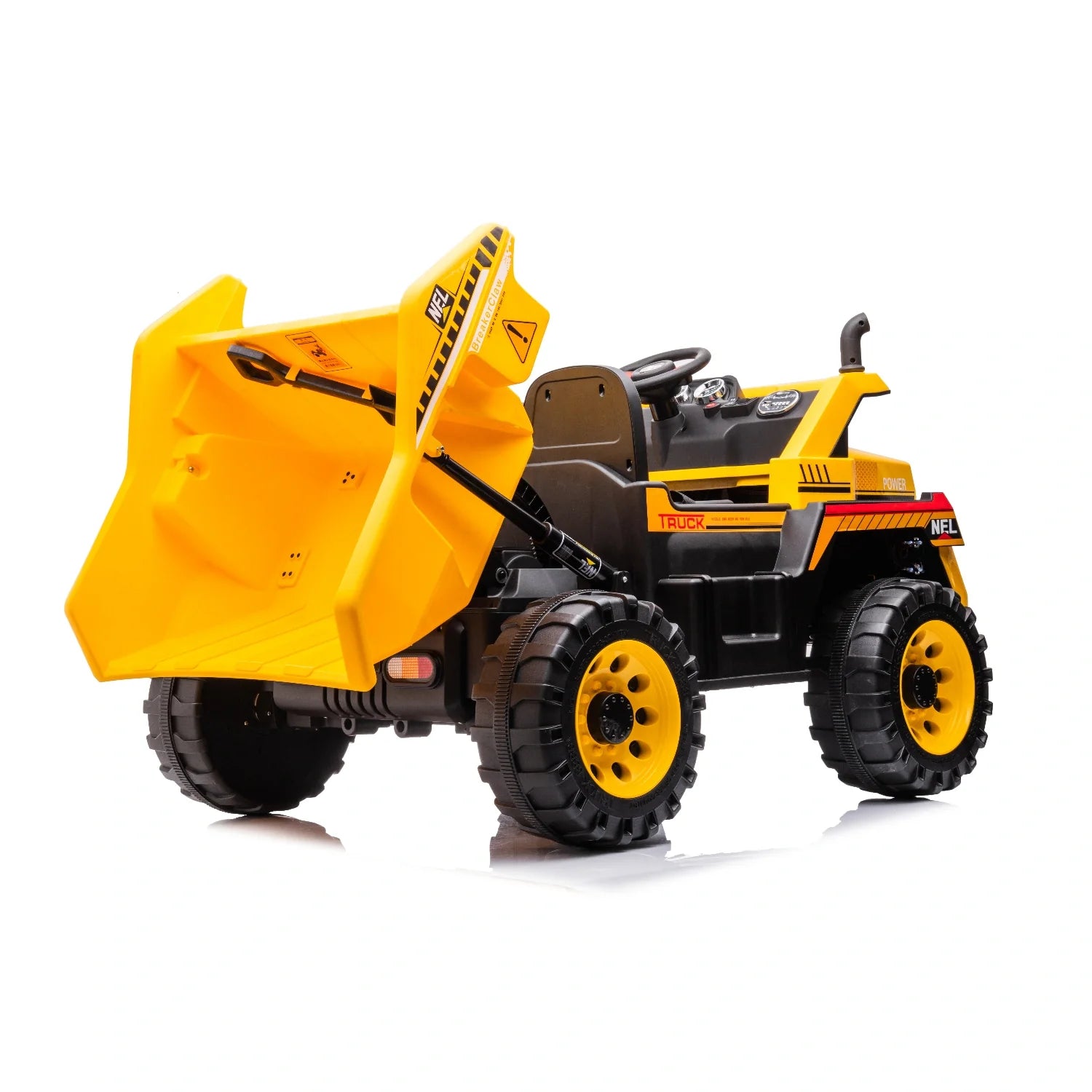 24V Kids Construction Tipper Truck – Yellow 2-Seater Ride-On Dump Truck