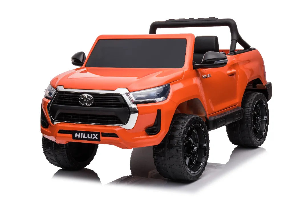 24V Toyota Hilux SR5 Kids 2-Seater Ride-On Ute – Orange Electric Car with Leather Seat