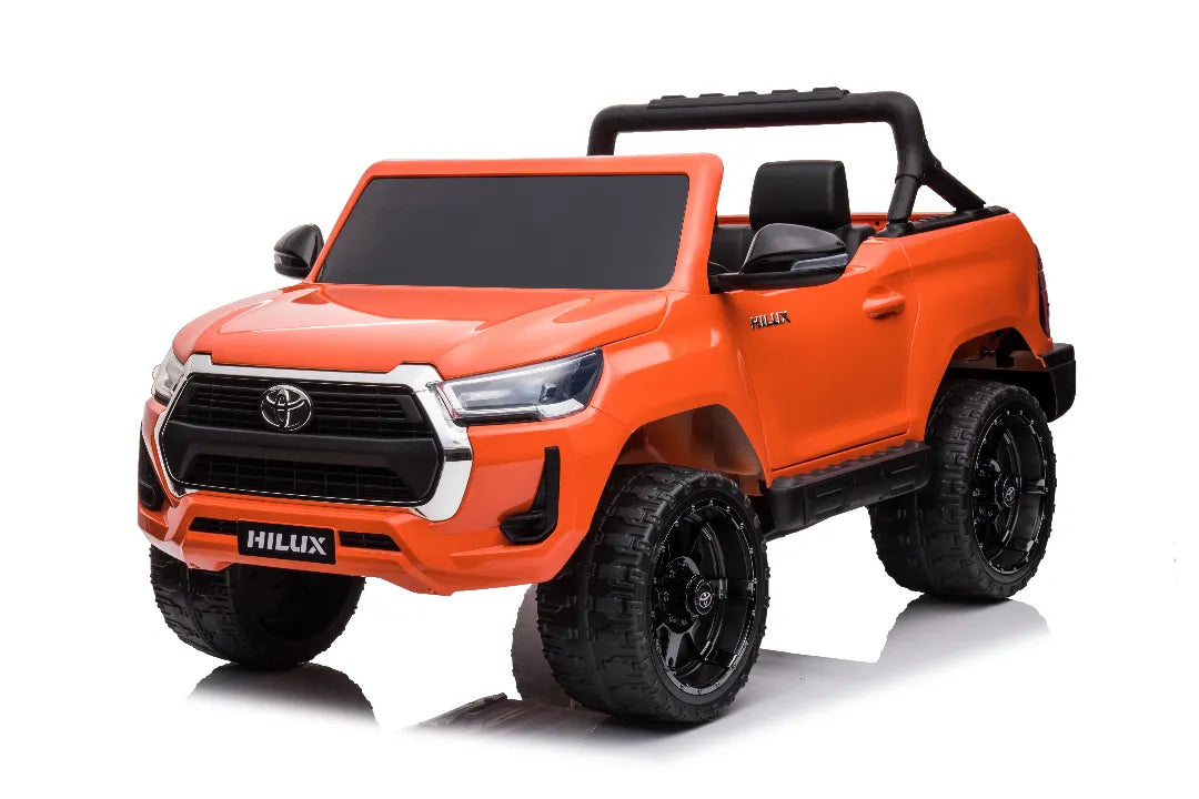 24V Toyota Hilux SR5 Kids 2-Seater Ride-On Ute – Orange Electric Car with Leather Seat