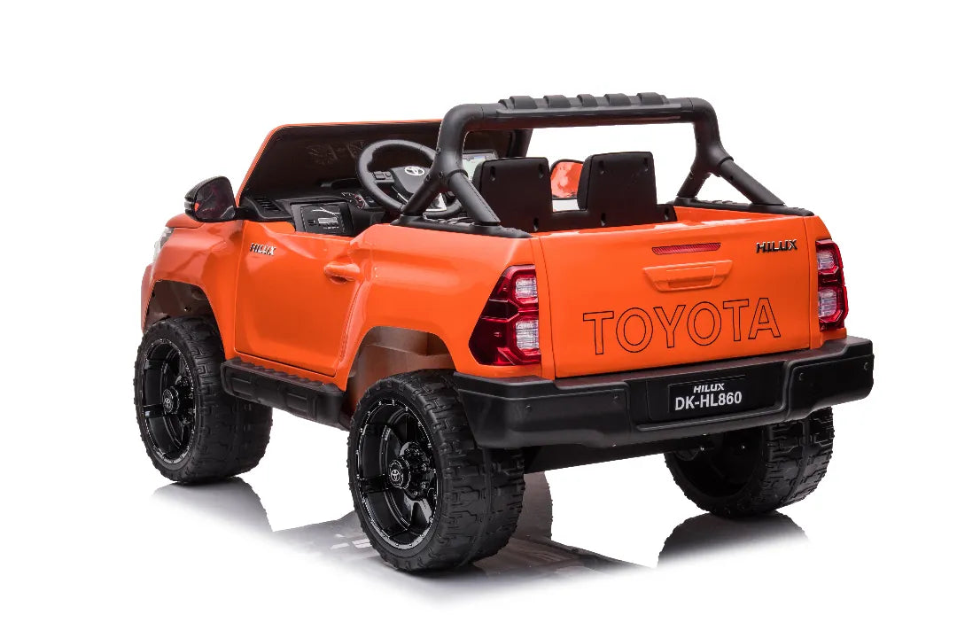 24V Toyota Hilux SR5 Kids 2-Seater Ride-On Ute – Orange Electric Car with Leather Seat