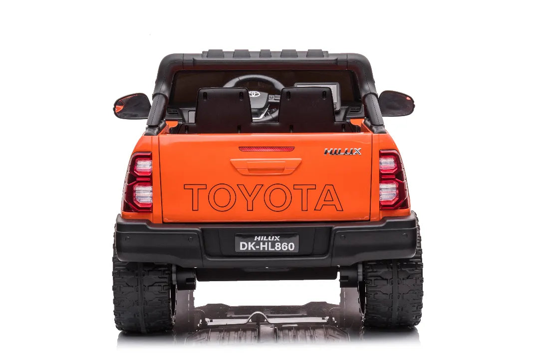 24V Toyota Hilux SR5 Kids 2-Seater Ride-On Ute – Orange Electric Car with Leather Seat