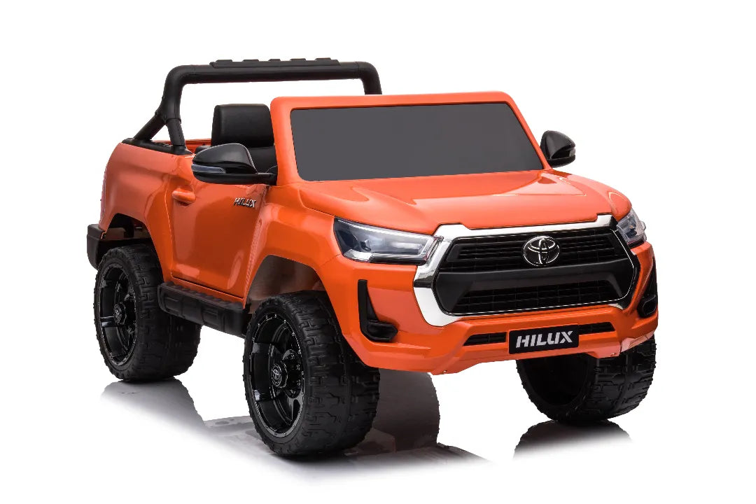 24V Toyota Hilux SR5 Kids 2-Seater Ride-On Ute – Orange Electric Car with Leather Seat