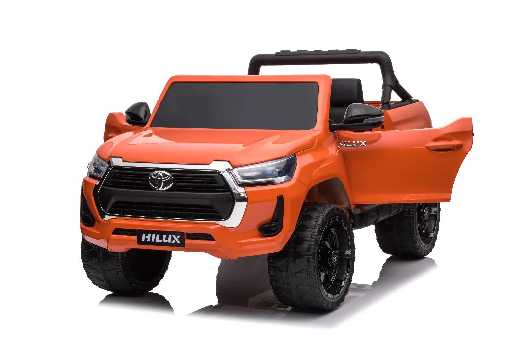24V Toyota Hilux SR5 Kids 2-Seater Ride-On Ute – Orange Electric Car with Leather Seat