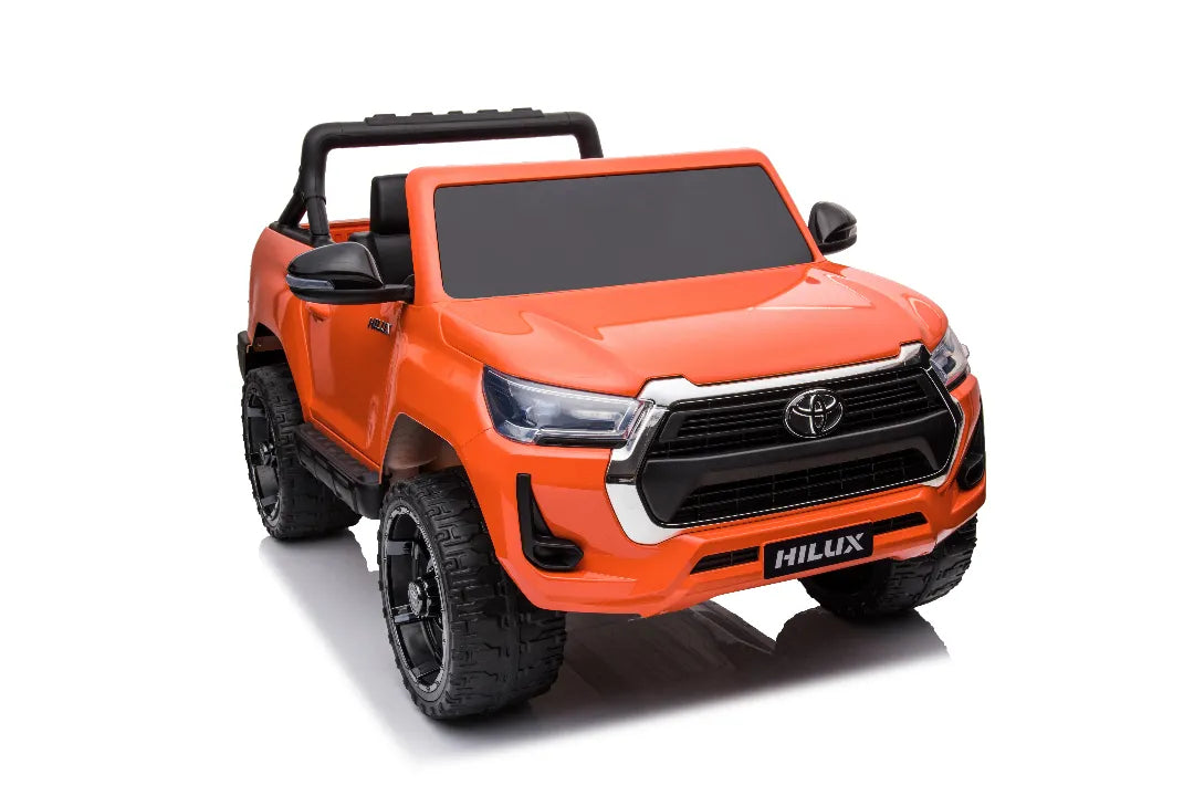 24V Toyota Hilux SR5 Kids 2-Seater Ride-On Ute – Orange Electric Car with Leather Seat