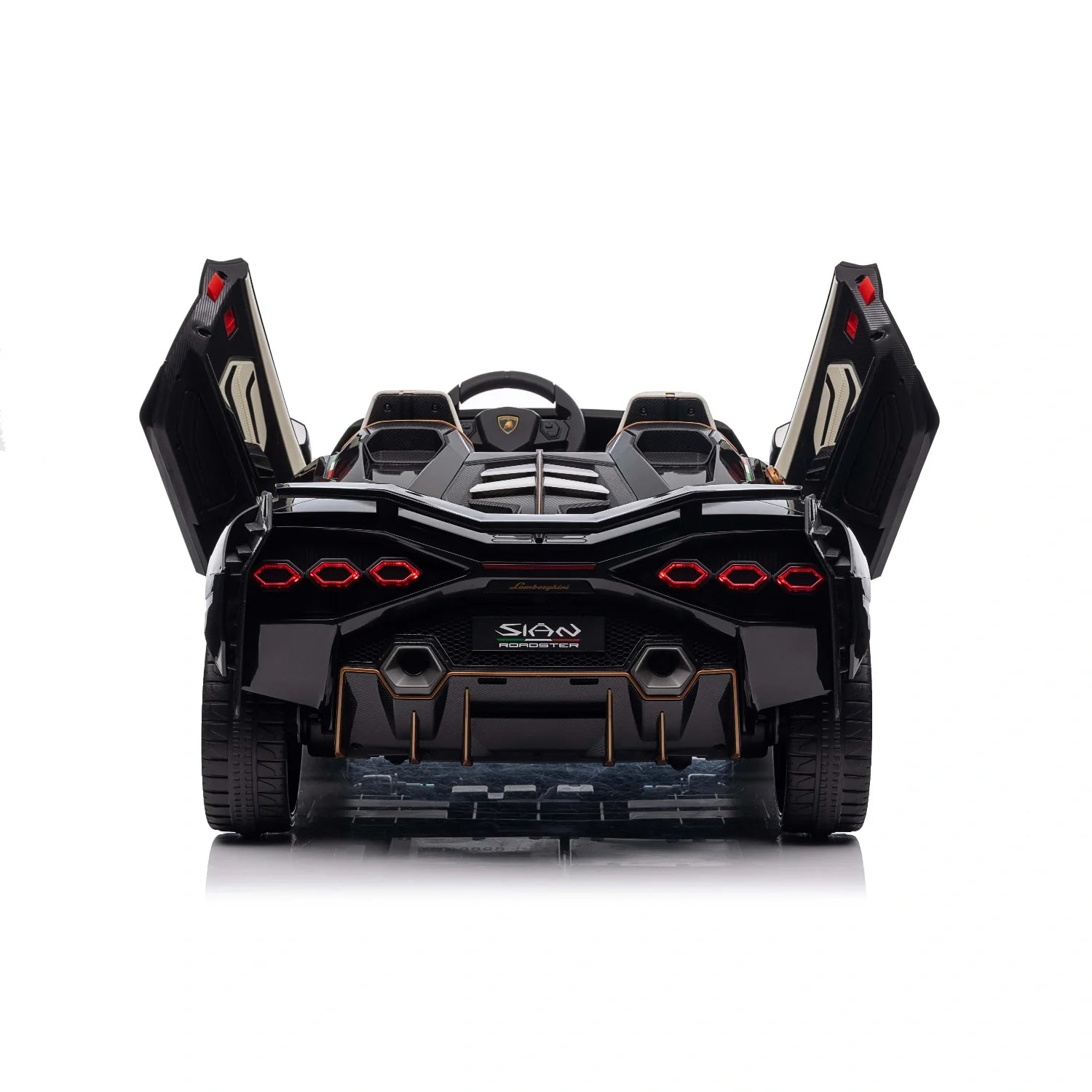 24V Lamborghini Sian Roadster – Black Dual-Motor Kids Supercar Ride-On Black