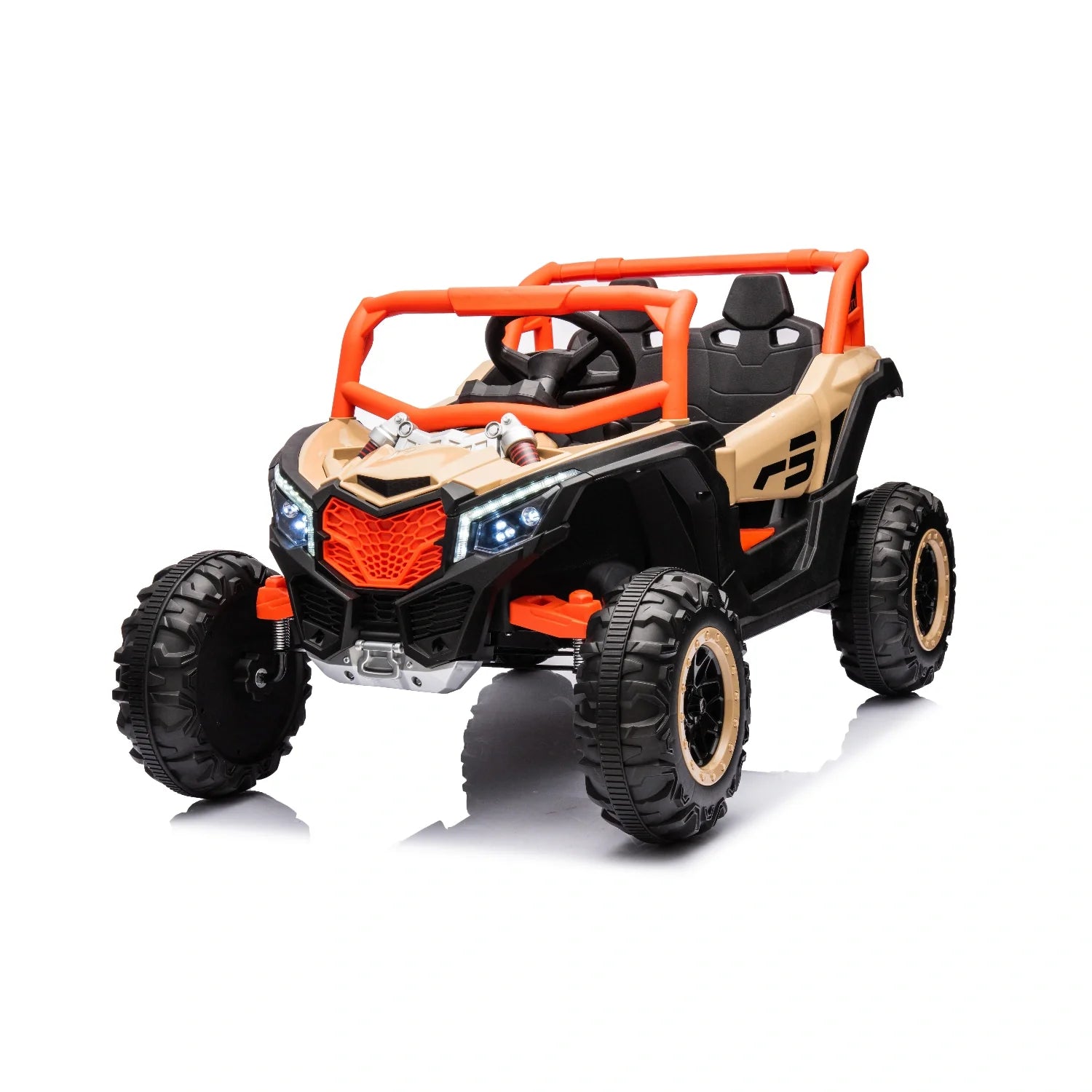 24V Kids Electric Buggy – Khaki 4WD Single-Seater Off-Road Ride-On Car