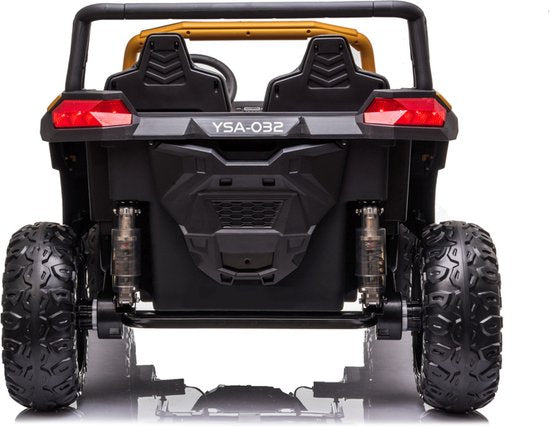 Rear view of Stinger Buggy XL 24V 4x4 two-seater kids ride-on car with large EVA tires and dual suspension system