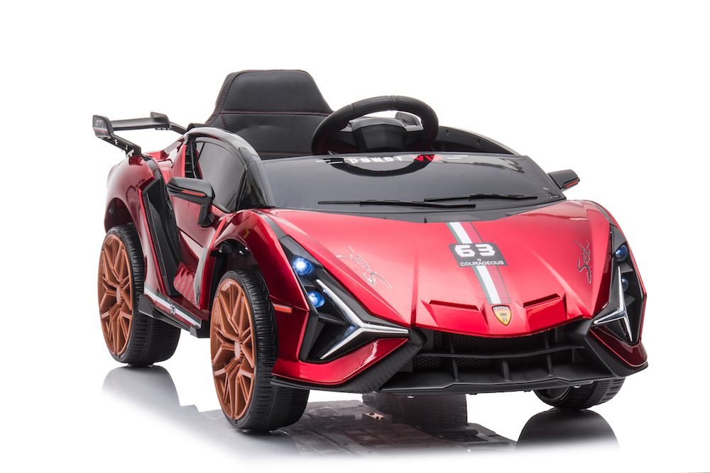 12V Red Lamborghini-Inspired Kids Ride-On Car – Single Seat