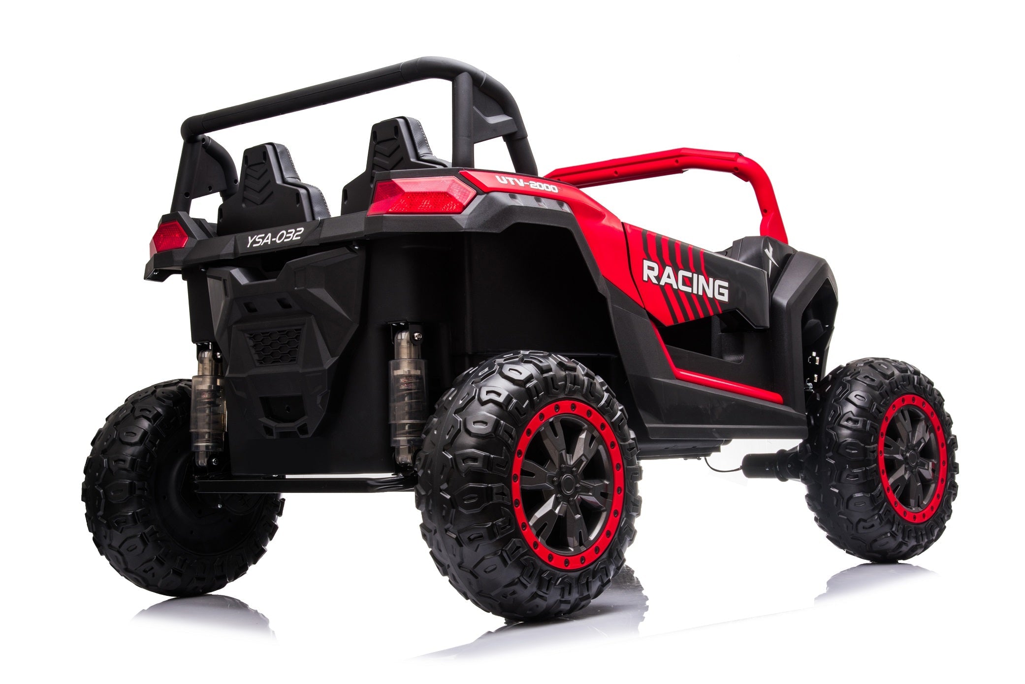 Red and black Stinger Buggy XL 24V kids ride-on car with large off-road tires and dual seats.