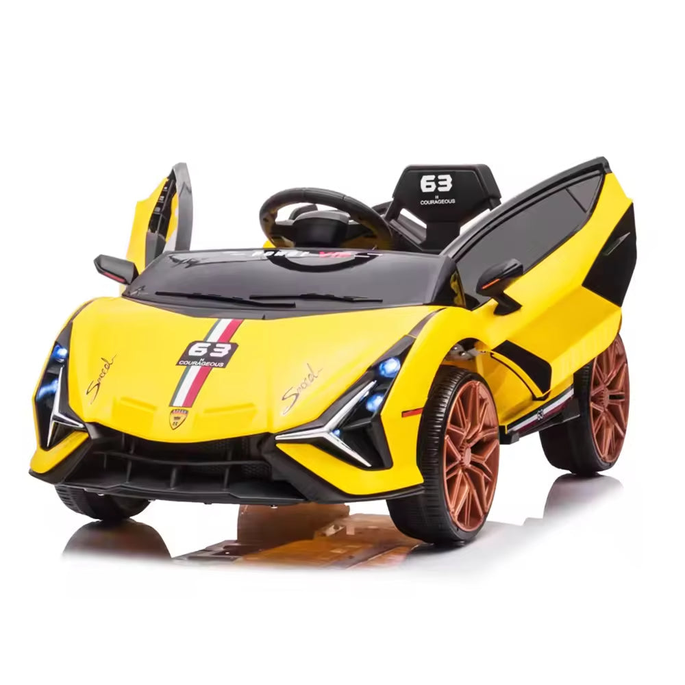 12v Lamborghini Inspired ride on race car - Yellow