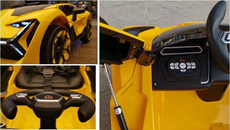 12V Lamborghini-Inspired Electric Car for Kids – Yellow Ride-On