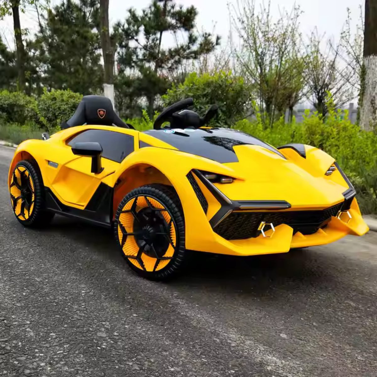 12V Lamborghini-Inspired Electric Car for Kids – Yellow Ride-On