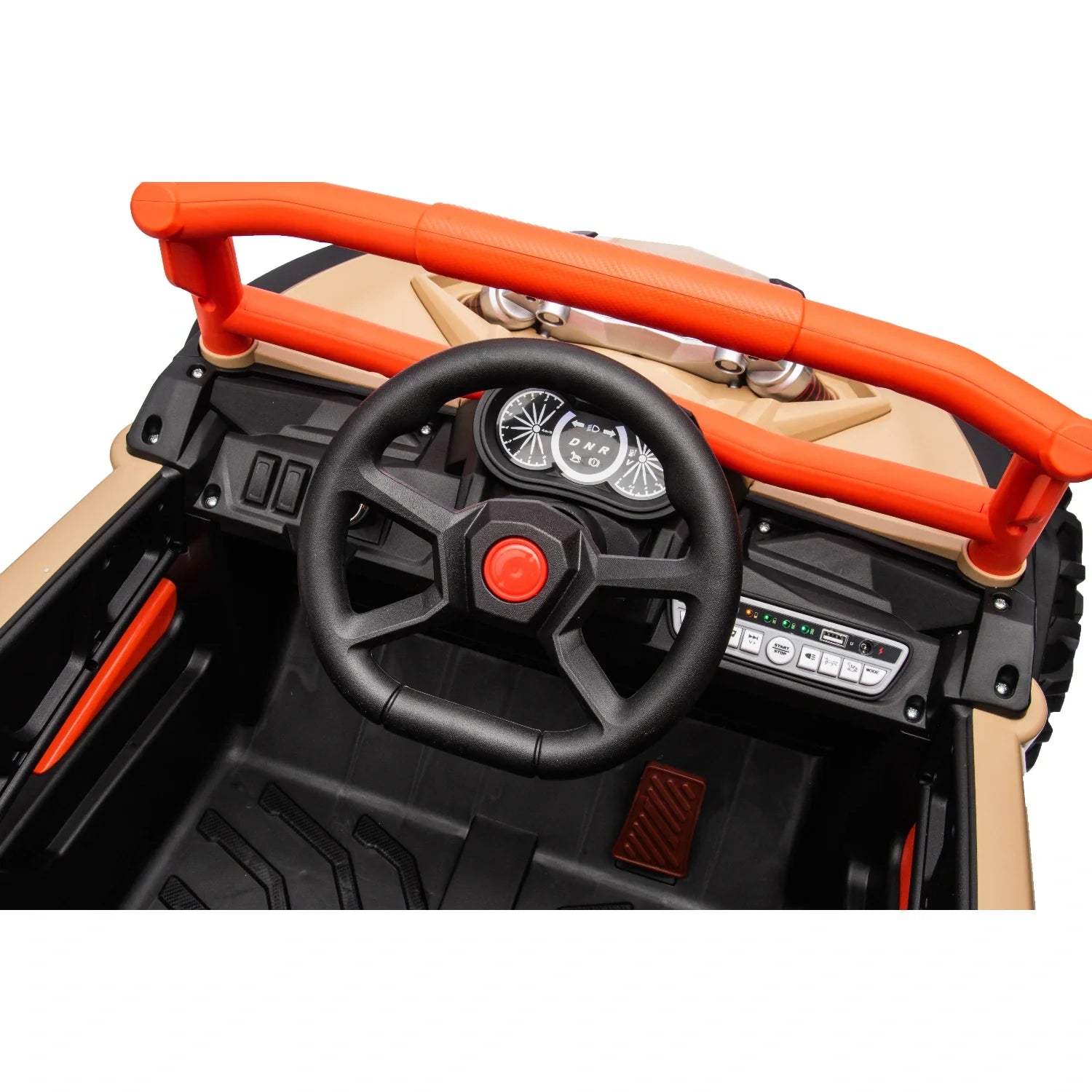 24V Kids Electric Buggy – Khaki 4WD Single-Seater Off-Road Ride-On Car