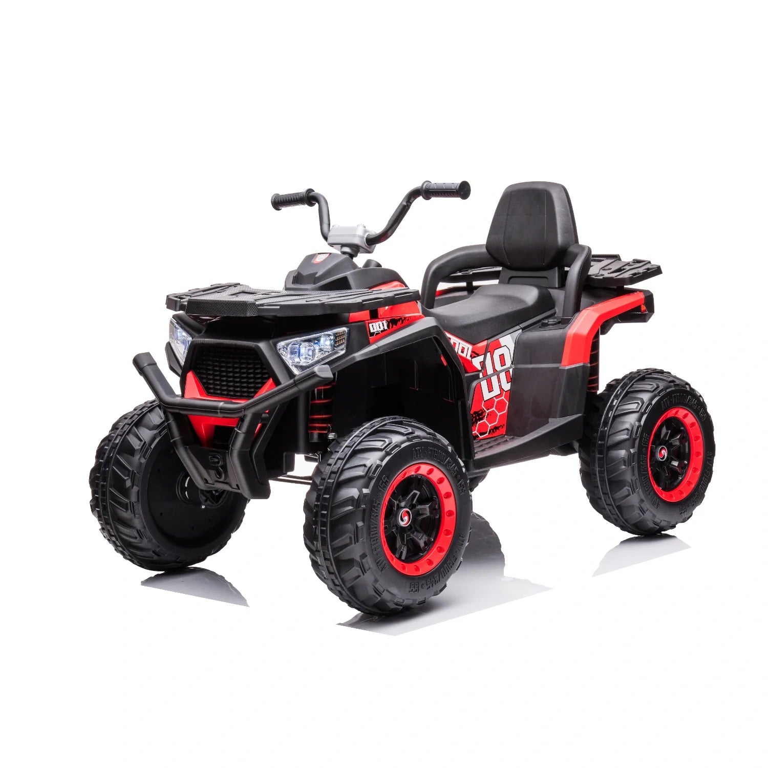 12V Kids Quad Bike – Red Electric ATV 4-Wheeler Ride-On with LED Lights