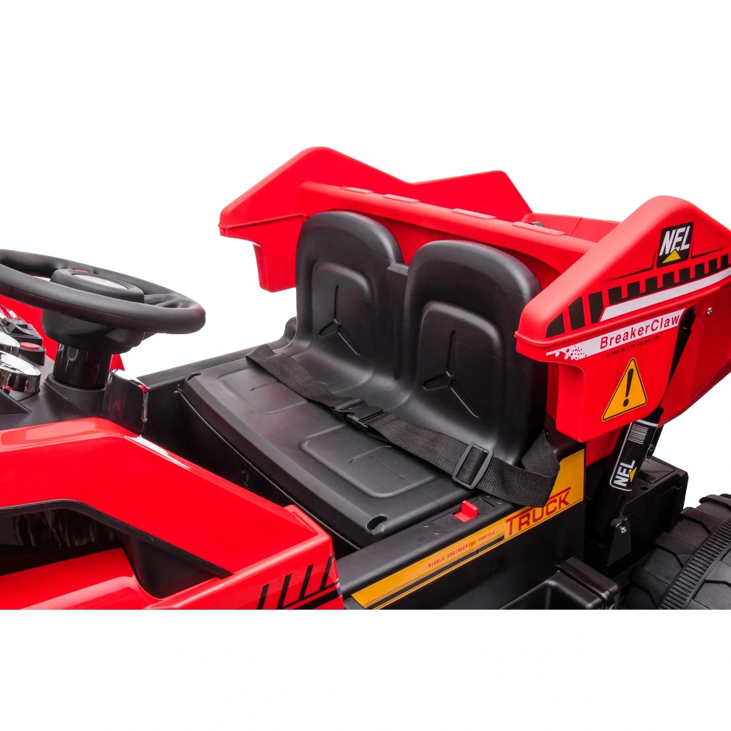 24V Kids Construction Tipper Truck – Red 2-Seater Ride-On Mining Dump Truck