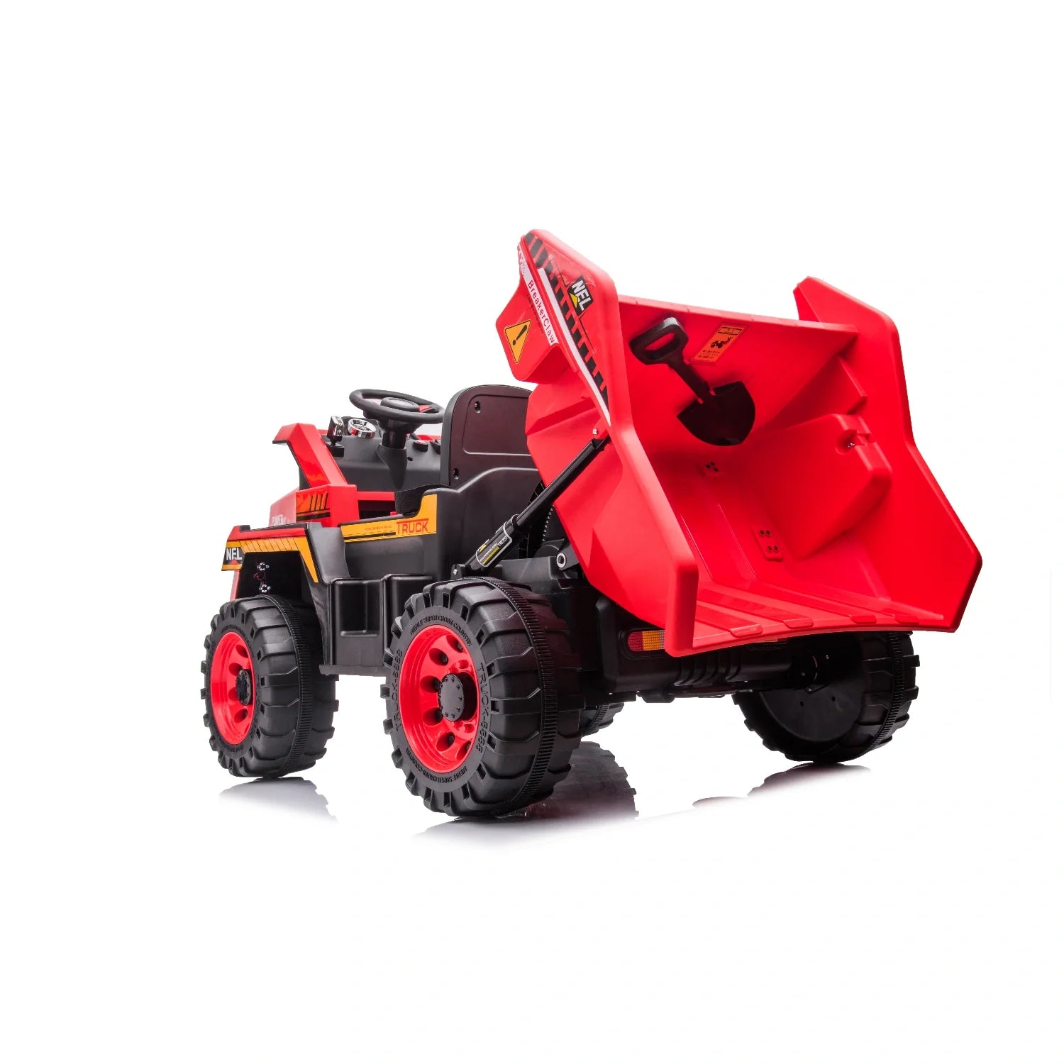 24V Kids Construction Tipper Truck – Red 2-Seater Ride-On Mining Dump Truck
