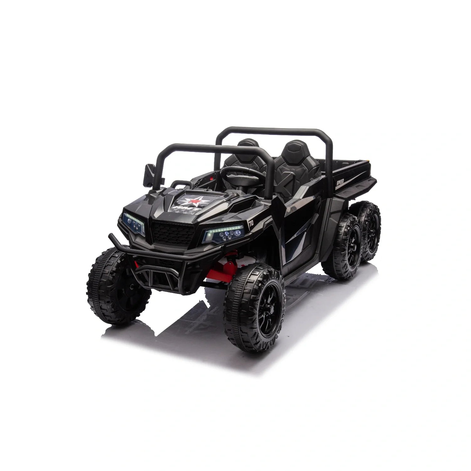 24V 6-Wheel Kids Electric Dump Truck – Black Ride-On Tipper Farm Utility Truck