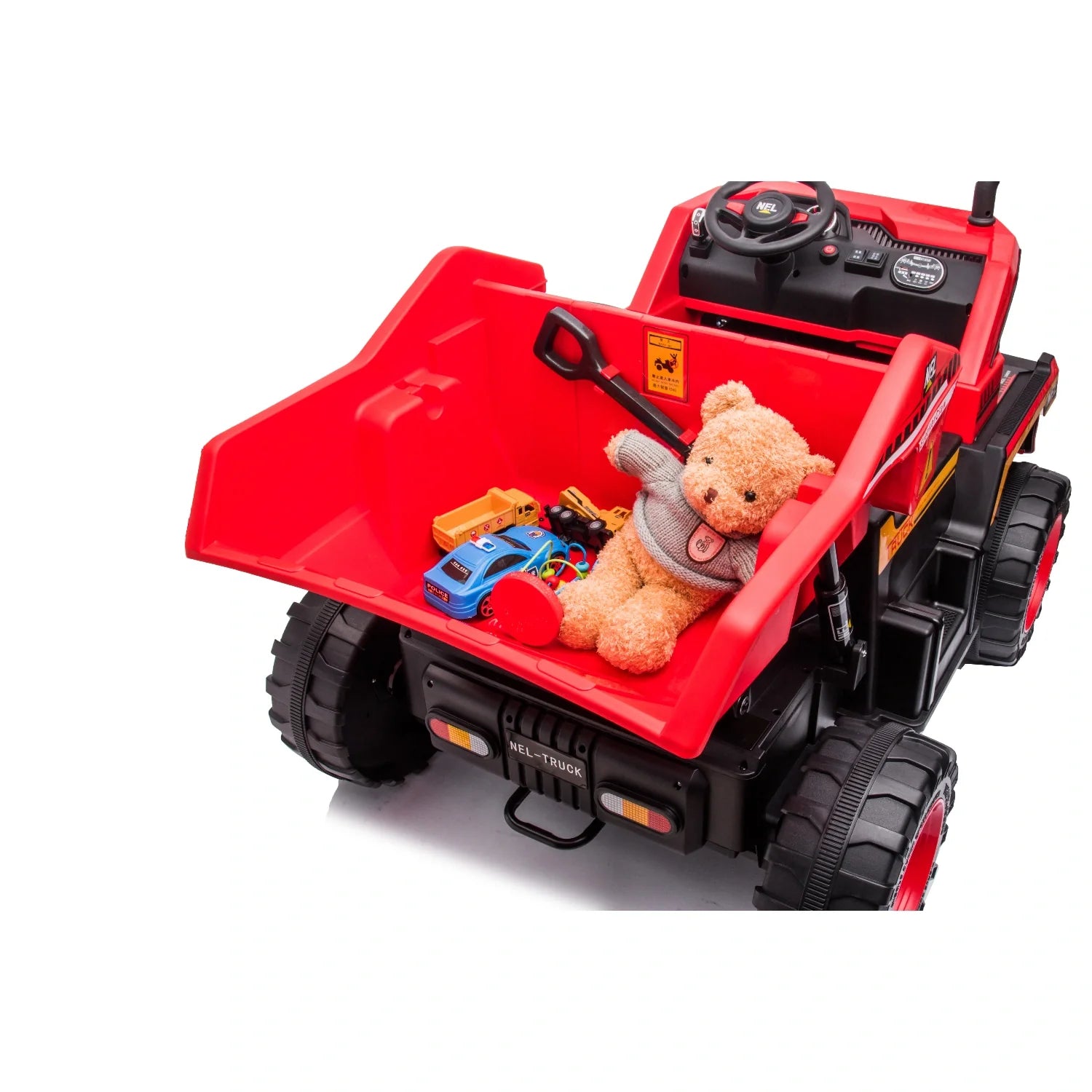 24V Kids Construction Tipper Truck – Red 2-Seater Ride-On Mining Dump Truck