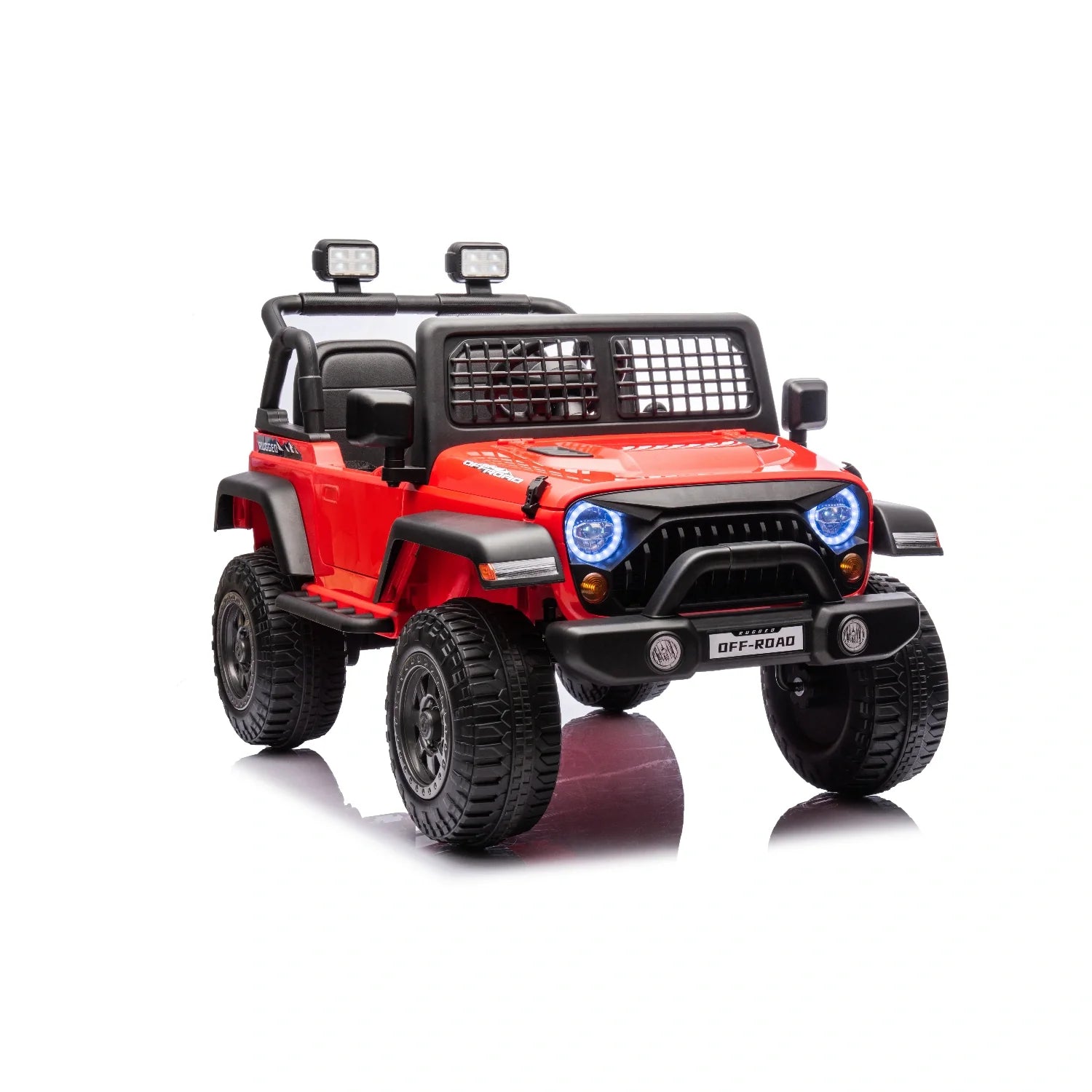 12V Kids Electric Jeep Ride-On Car – Red Single Seat Off-Road Toy with Remote