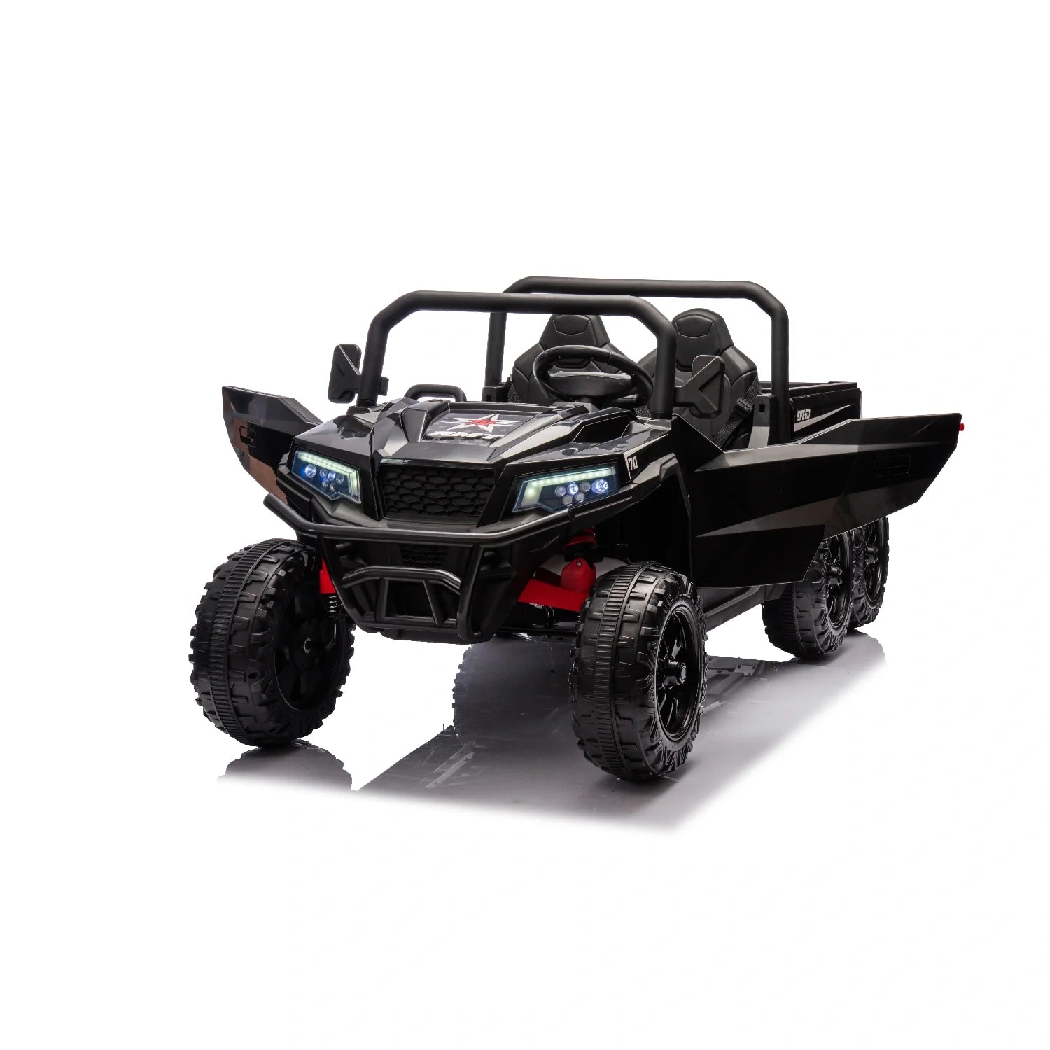 24V 6-Wheel Kids Electric Dump Truck – Black Ride-On Tipper Farm Utility Truck