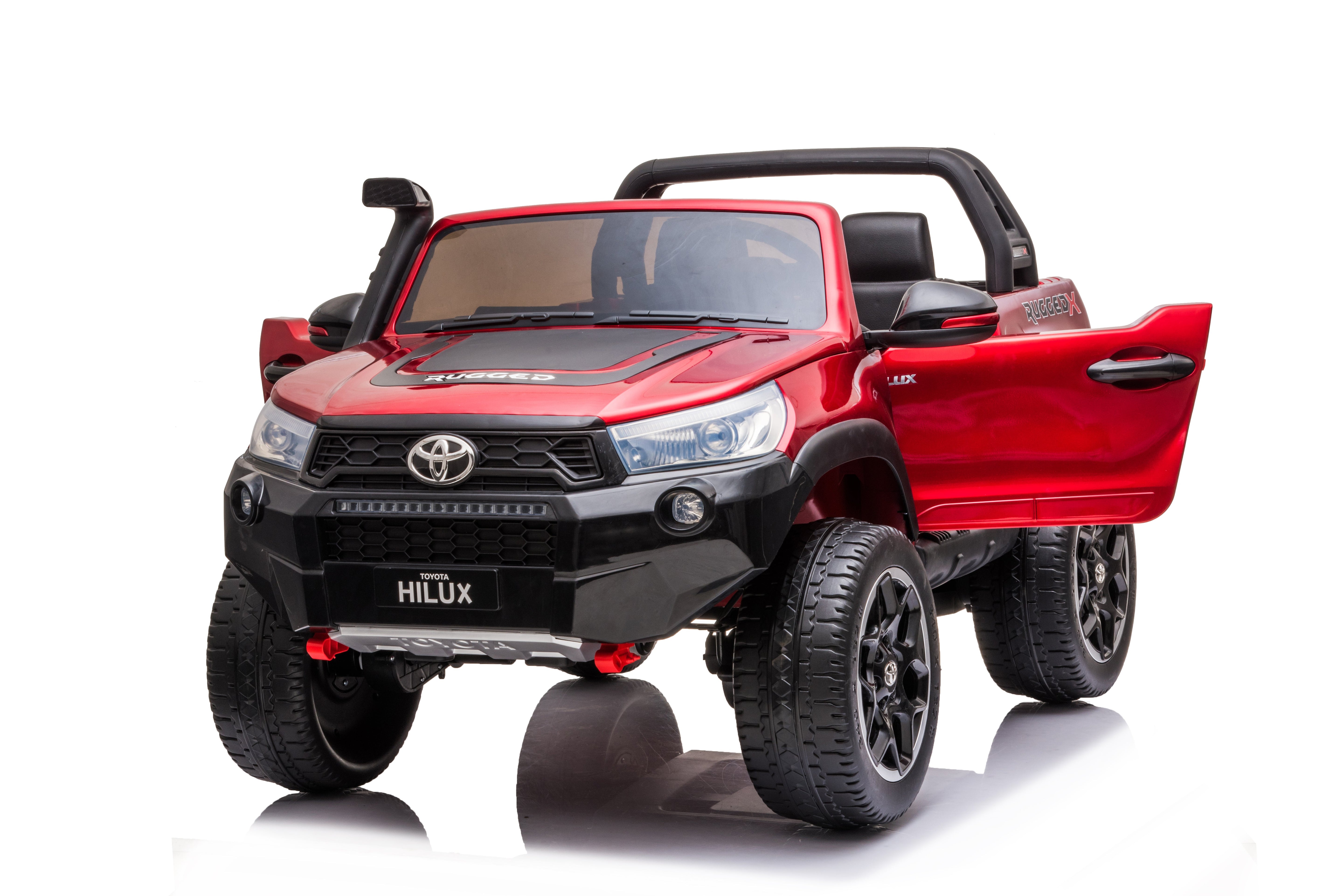 24V Toyota Hilux Rugged 800W Kids Electric 4x4 Ride-On Ute – Wine Red Two-Seater