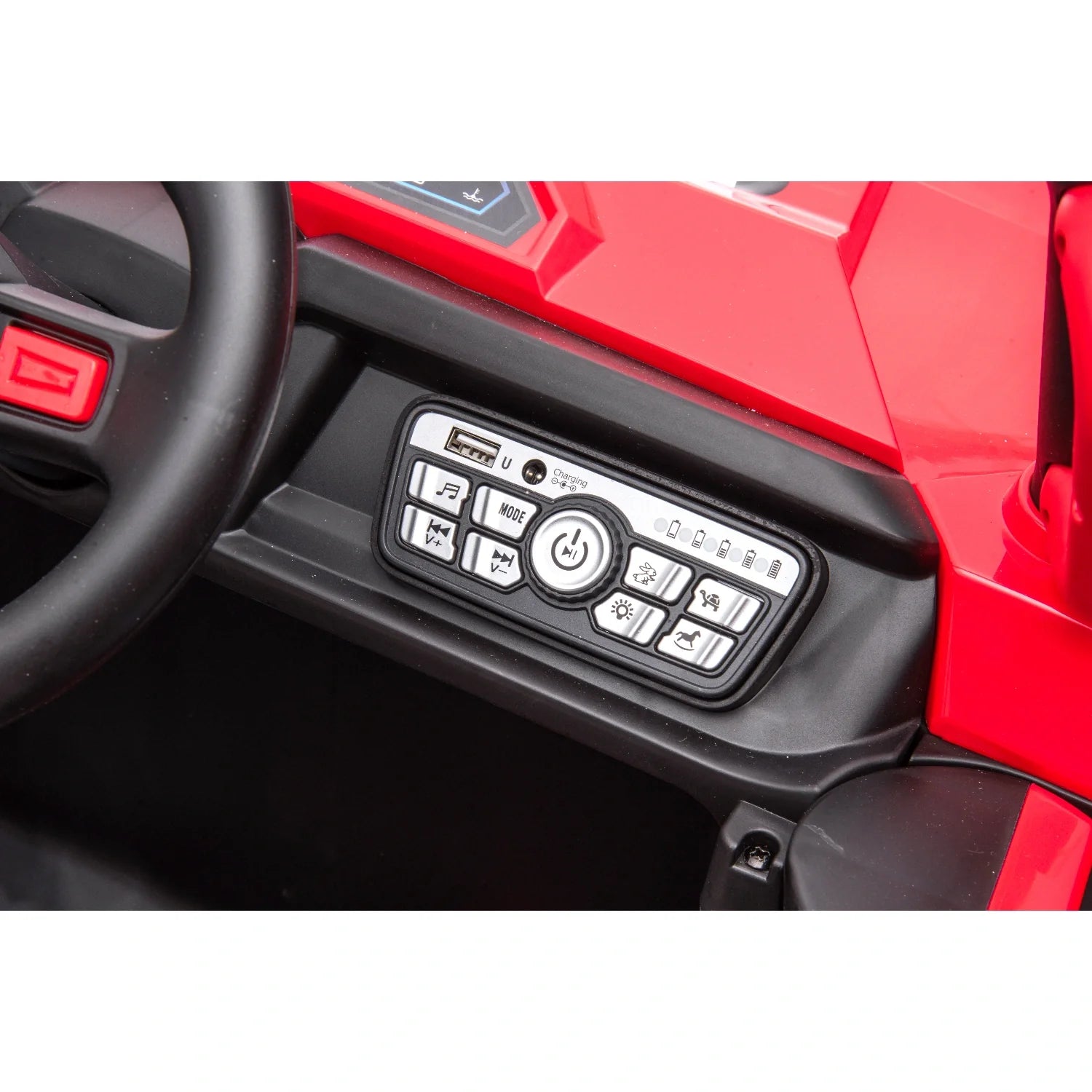 12V Kids 4x4 Electric Ride-On Buggy – Red Jeep-Style Off-Road Single Seat Car