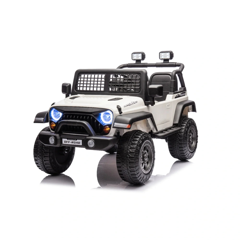 12V Kids Single-Seat Ride-On Jeep – White