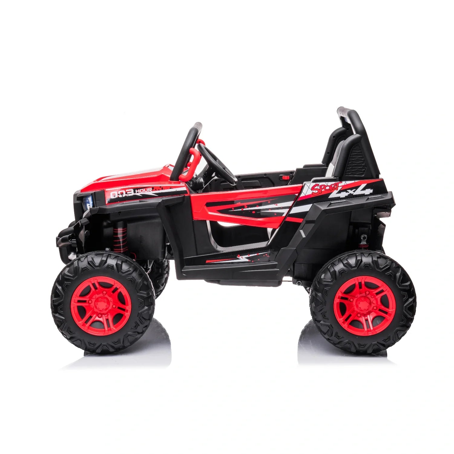 12V Kids 4x4 Electric Ride-On Buggy – Red Jeep-Style Off-Road Single Seat Car