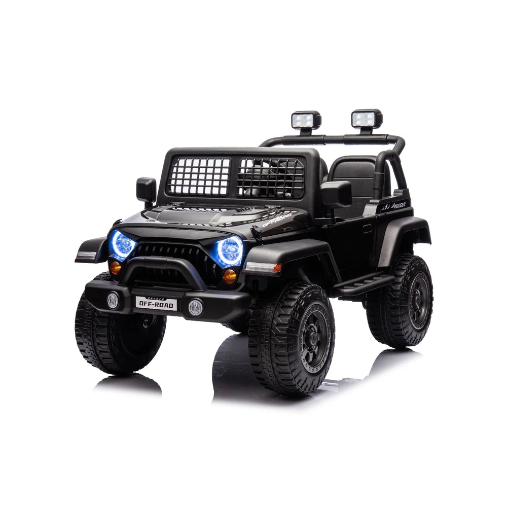12V Kids Single-Seat Ride-On Jeep – Black