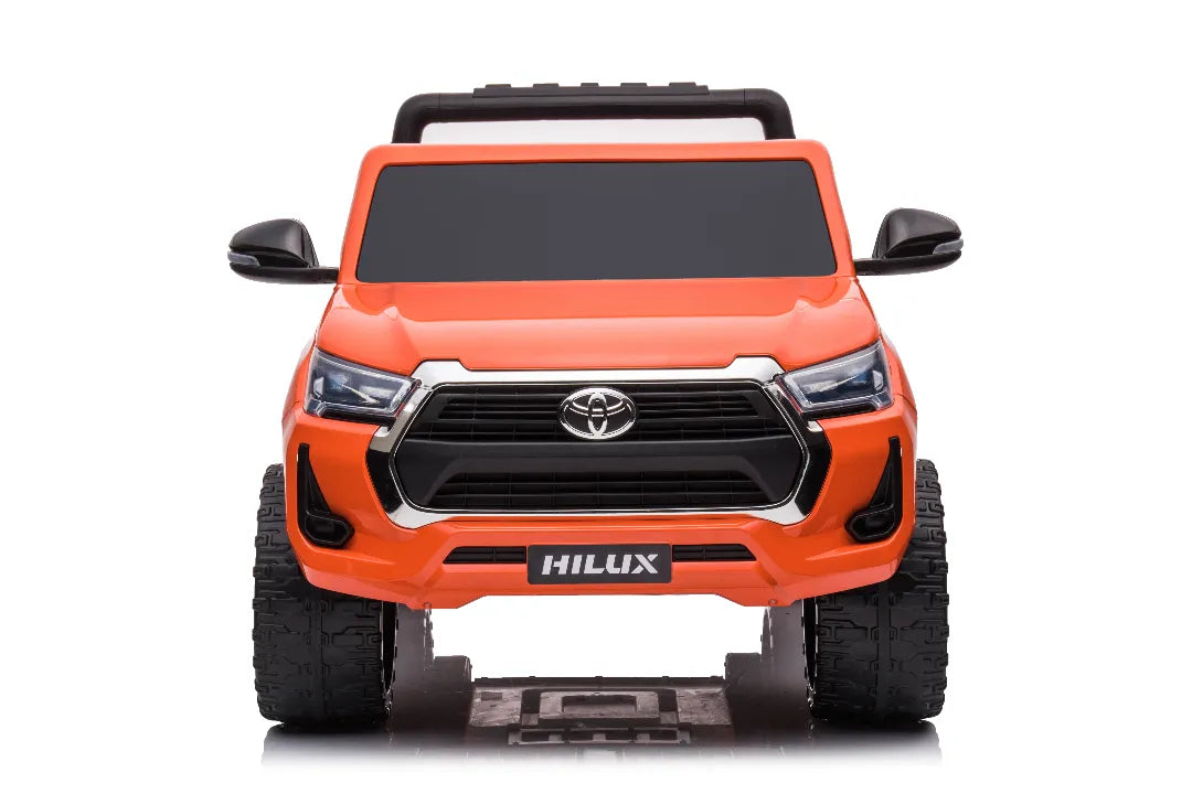 24V Toyota Hilux SR5 Kids 2-Seater Ride-On Ute – Orange Electric Car with Leather Seat
