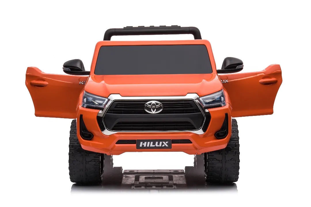 24V Toyota Hilux SR5 Kids 2-Seater Ride-On Ute – Orange Electric Car with Leather Seat