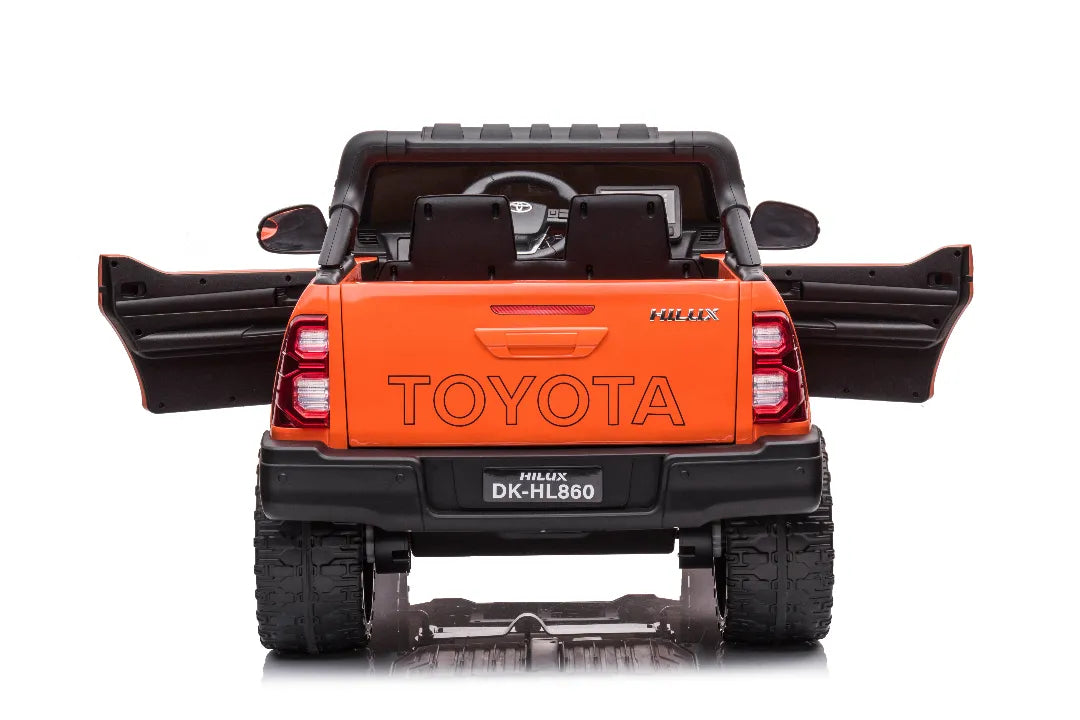 24V Toyota Hilux SR5 Kids 2-Seater Ride-On Ute – Orange Electric Car with Leather Seat