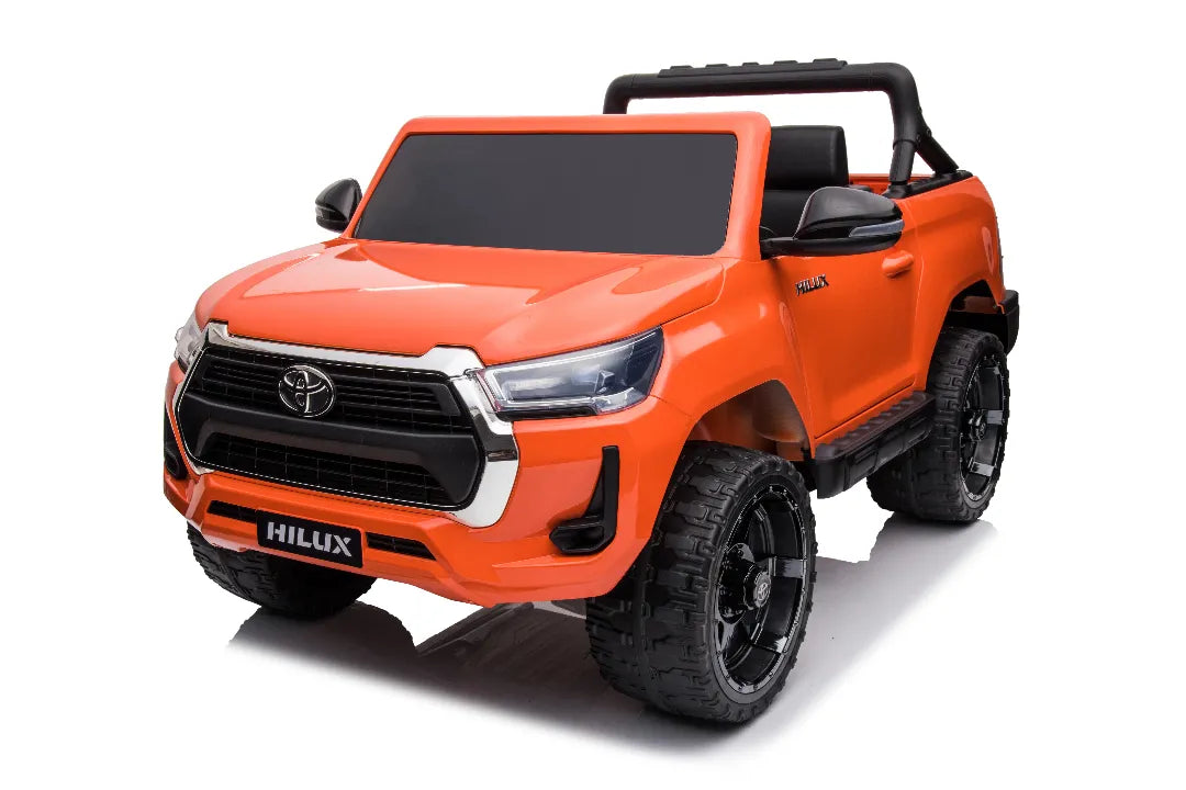 24V Toyota Hilux SR5 Kids 2-Seater Ride-On Ute – Orange Electric Car with Leather Seat