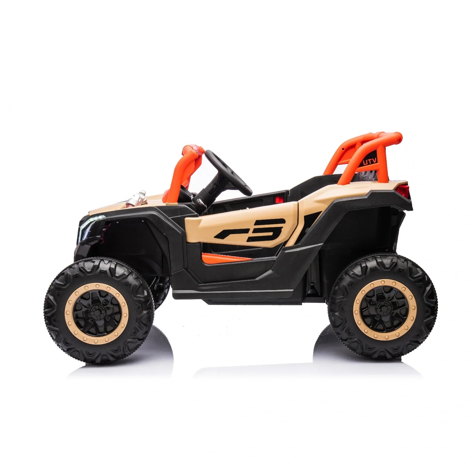 24V Kids Electric Buggy – Khaki 4WD Single-Seater Off-Road Ride-On Car