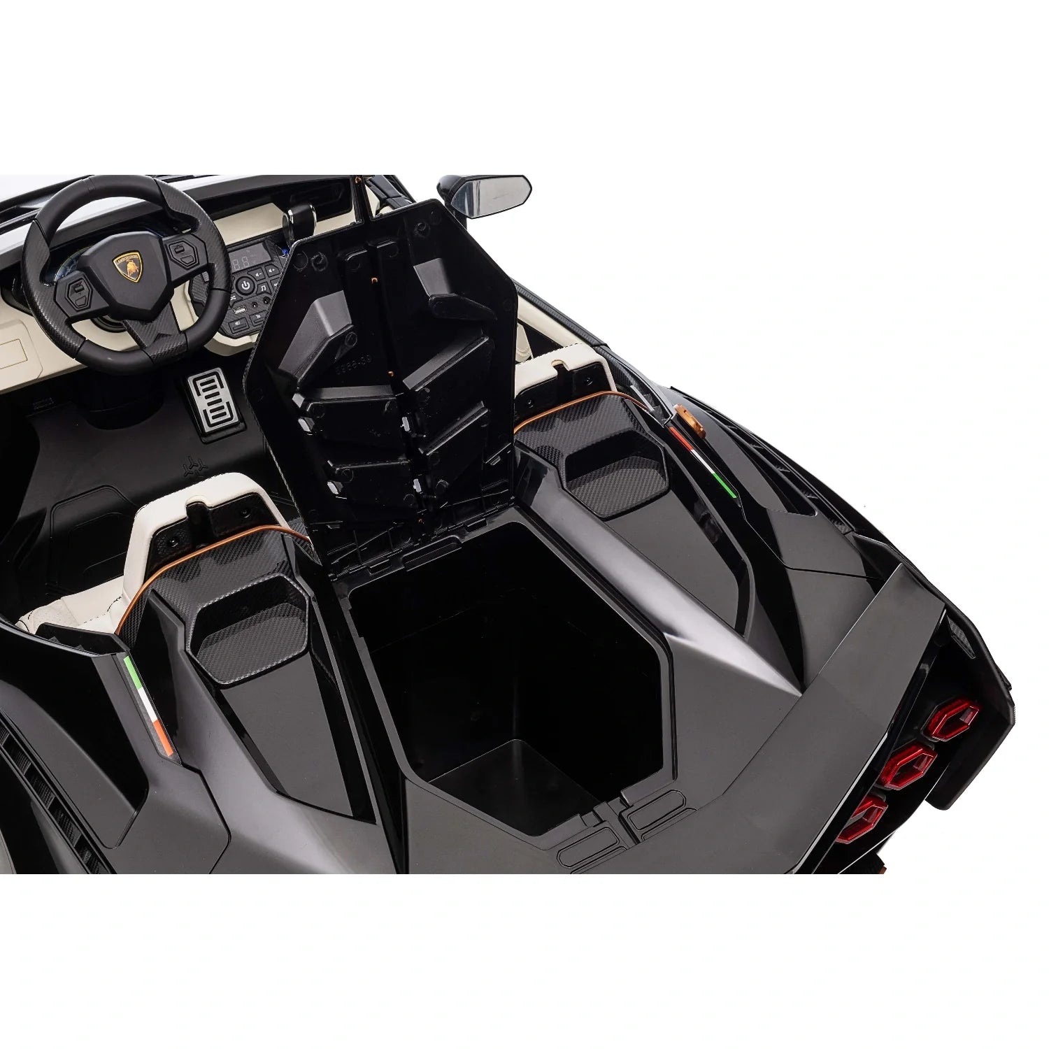 24V Lamborghini Sian Roadster – Black Dual-Motor Kids Supercar Ride-On Black
