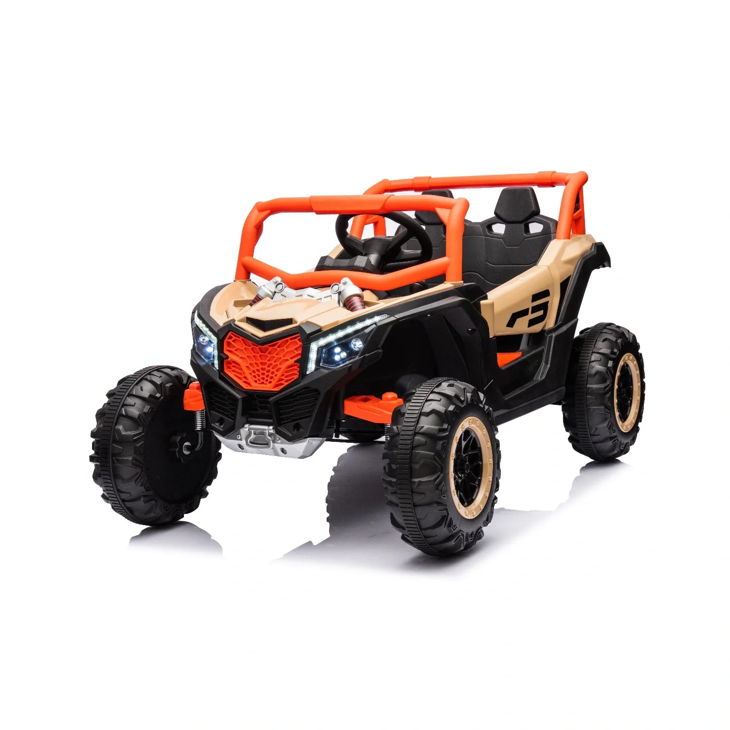 24V Kids Electric Buggy – Khaki 4WD Single-Seater Off-Road Ride-On Car