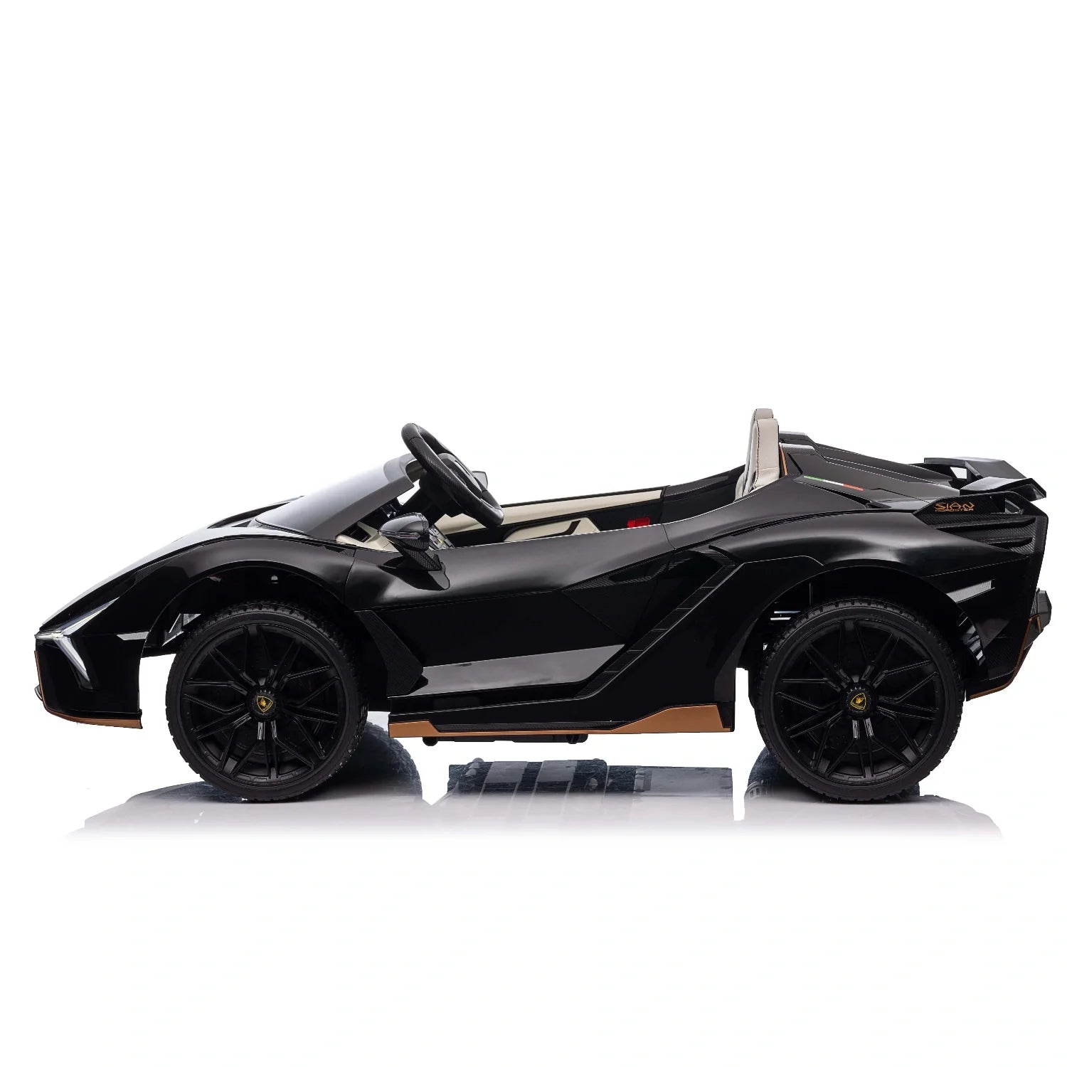 24V Lamborghini Sian Roadster – Black Dual-Motor Kids Supercar Ride-On Black