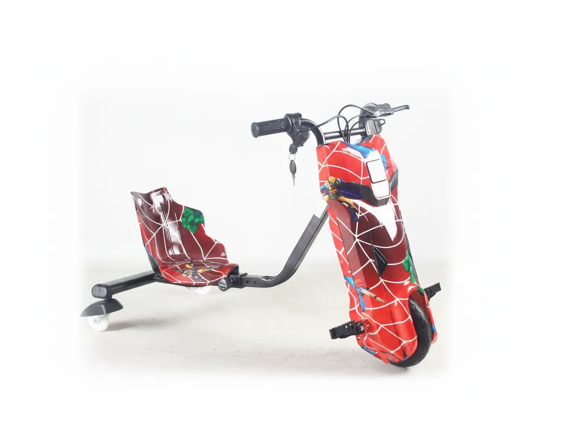 36V Kids Drift Trike – Red Spider Ride-On Electric Drifting Kart with LED Lights