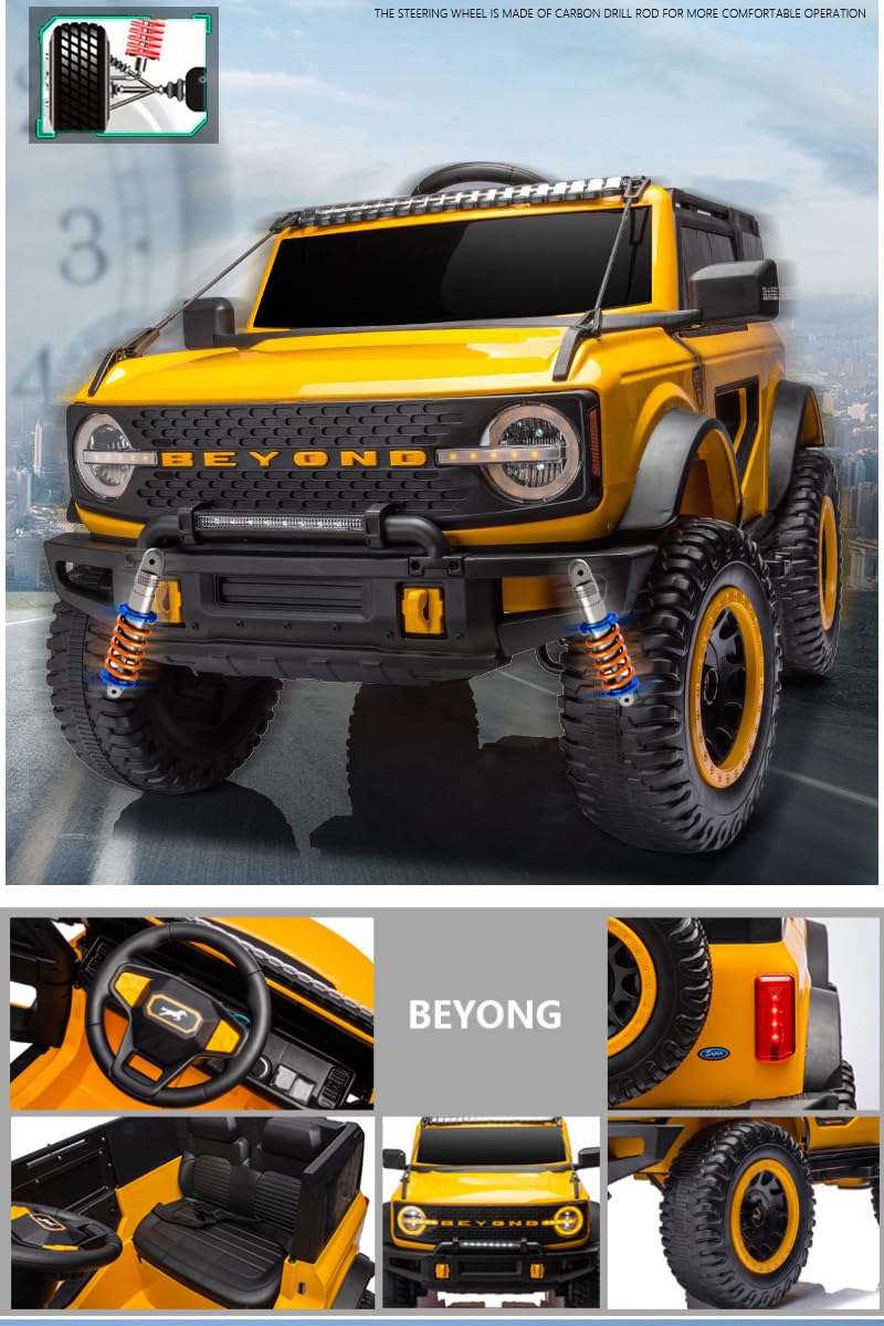 Ride-On Jeep Beyond 12V 4WD Kids UTV with Remote & Music – Yellow