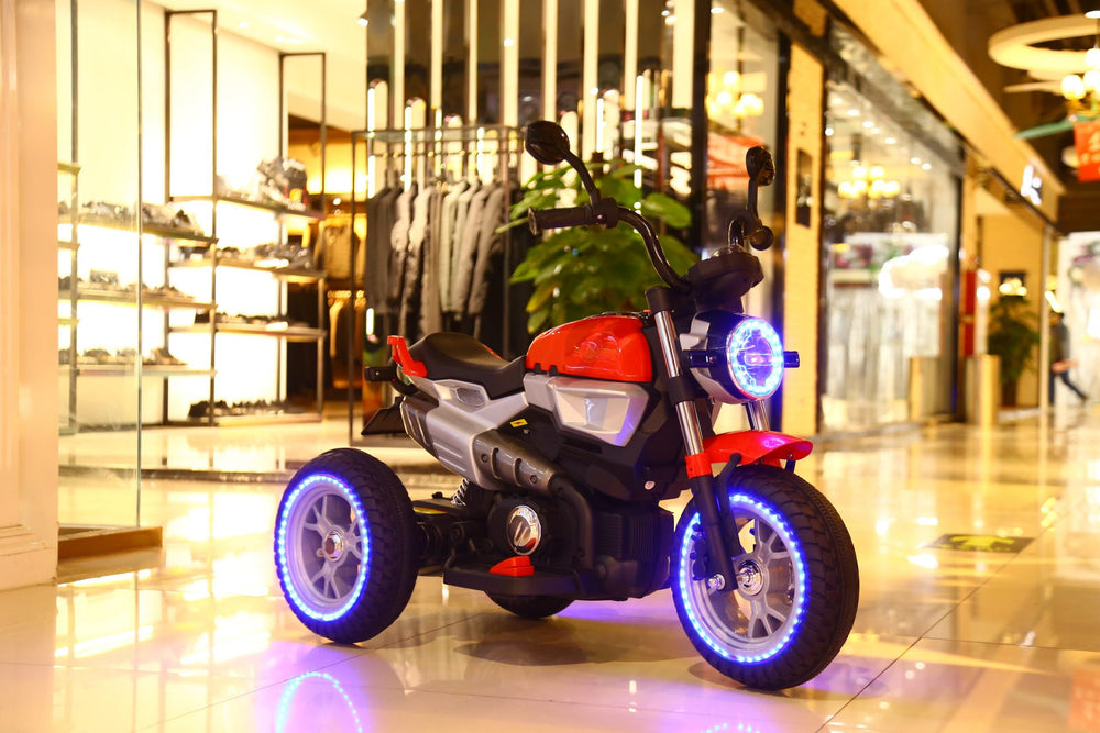 12V Kids Ride-On Motorcycle with Lights & Charger – Electric Bike Red