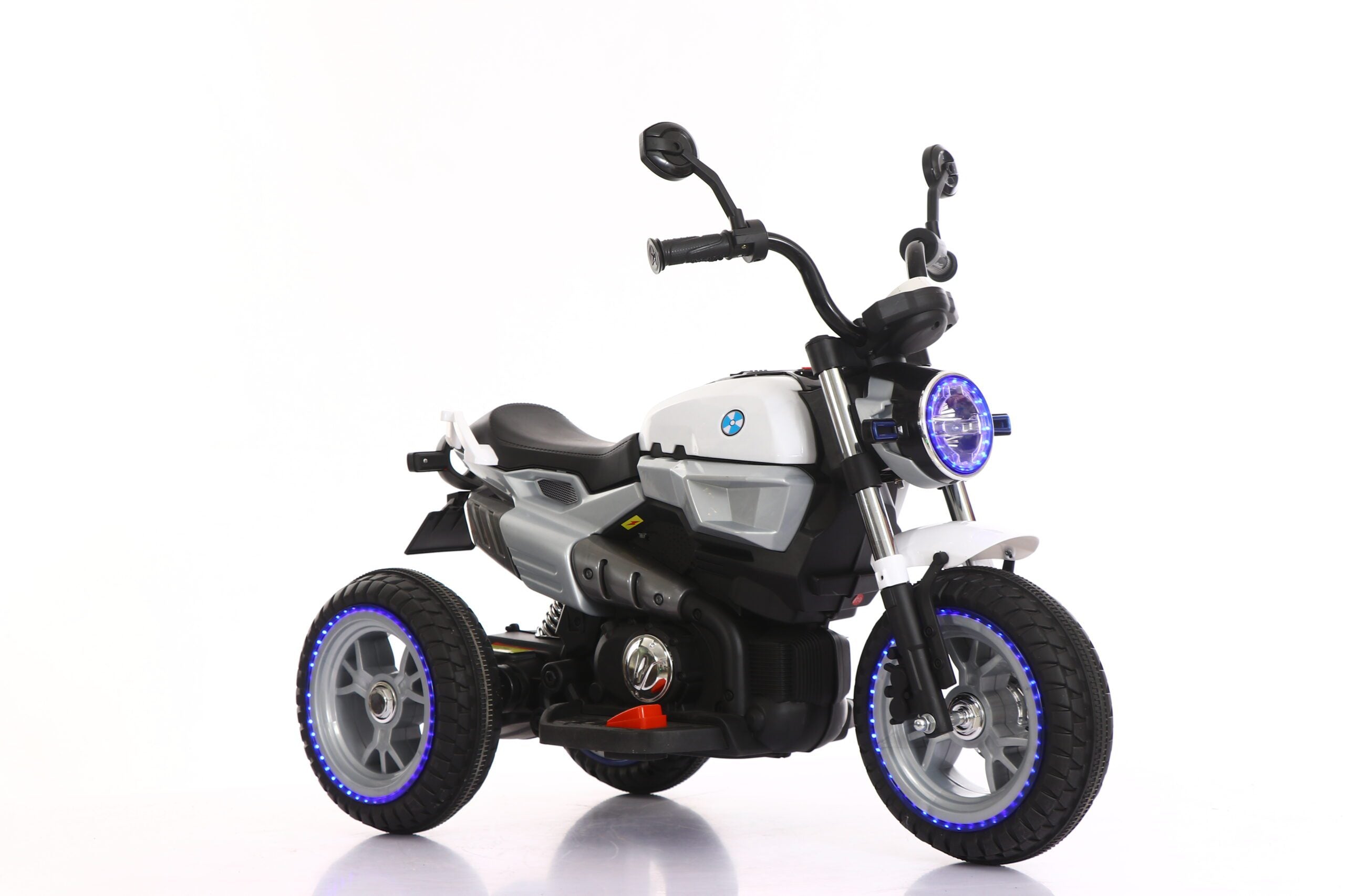 12V Kids Electric Motorbike with Lights – Ride-On Motorcycle Silver