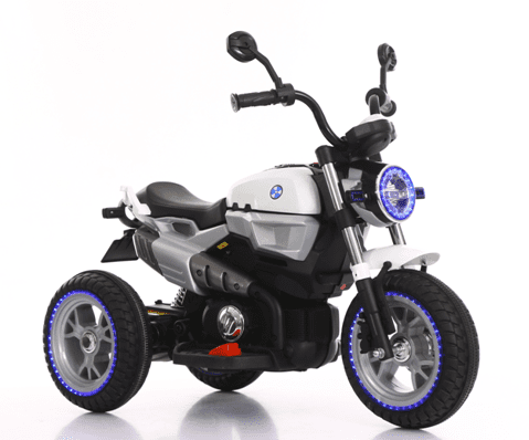 12V Kids Electric Motorbike with Lights – Ride-On Motorcycle Silver