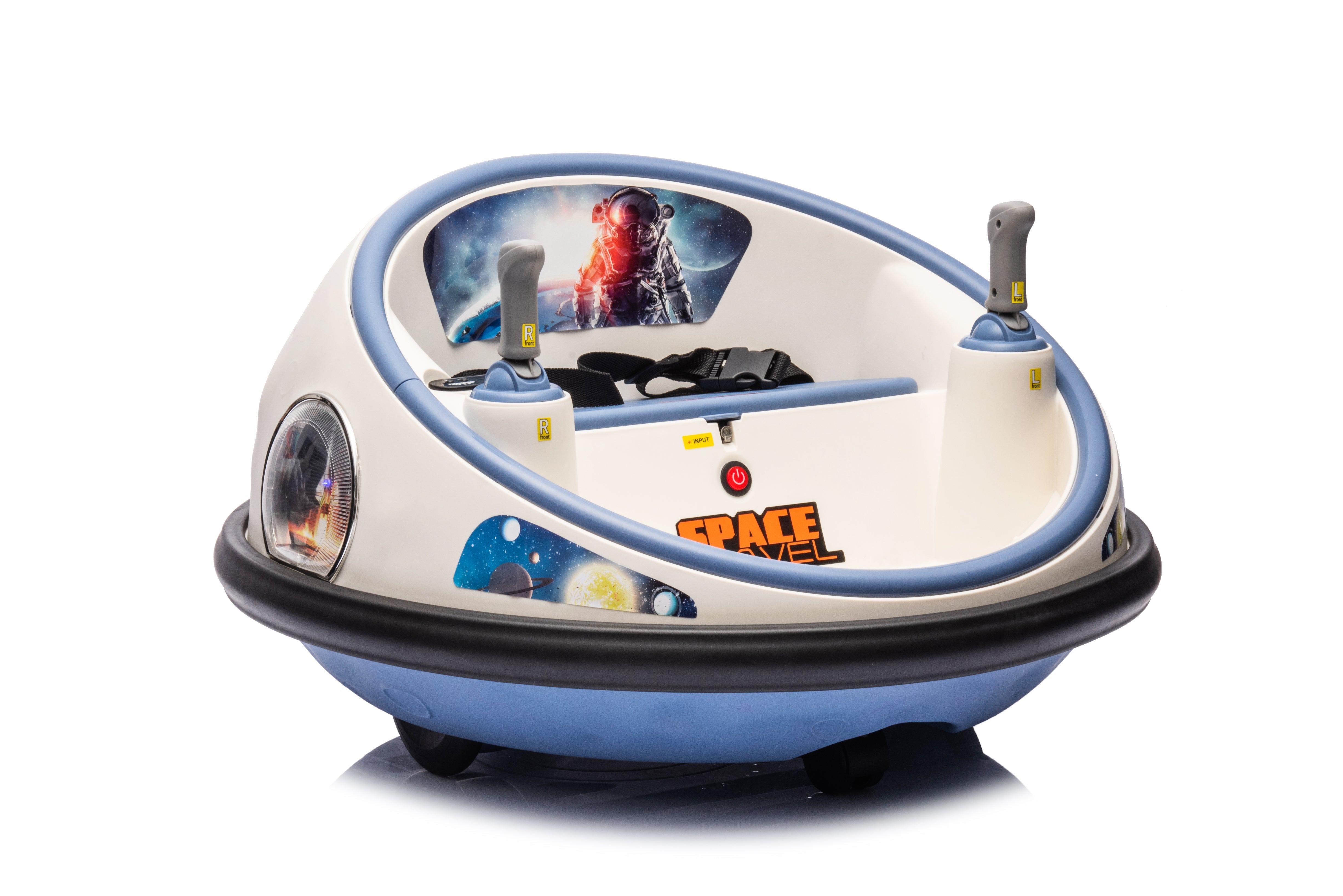 12V White Kids Bumper Car – Ride-On Electric Toy with Spin